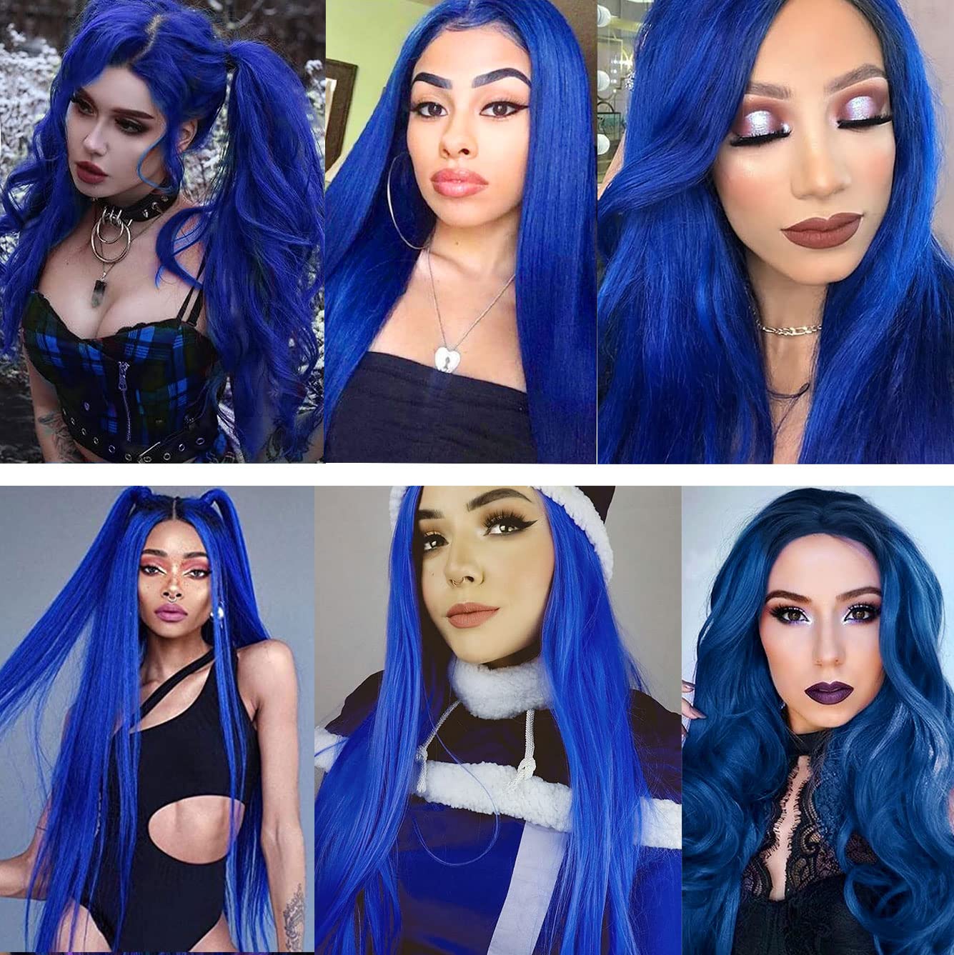 12 PCS Clip-in Blue Hair Extensions for Women & Girls - 21