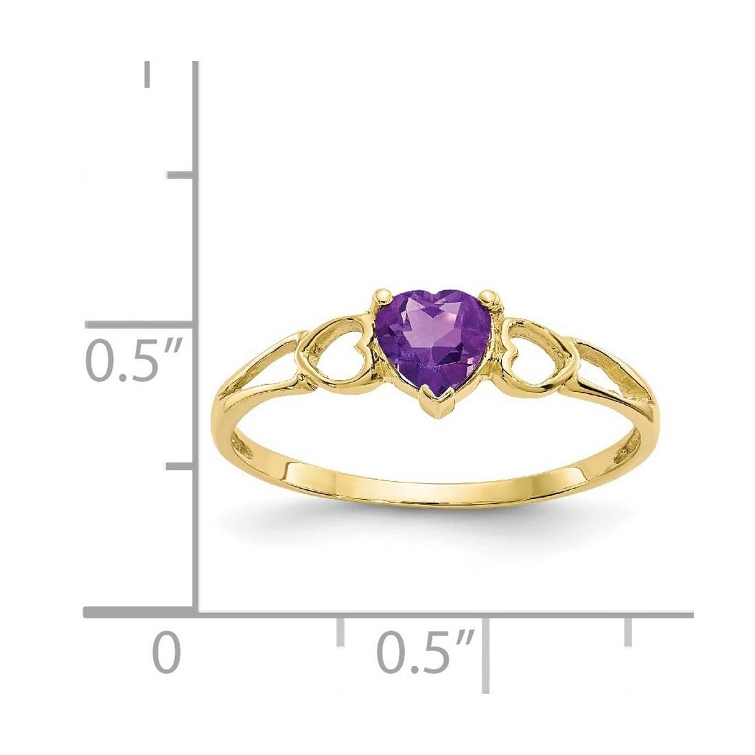 10K Yellow Gold Polished Amethyst Ring for Women - Size 6 | Elegant Purple Gemstone Jewelry for Engagement, Anniversary & Special Occasions