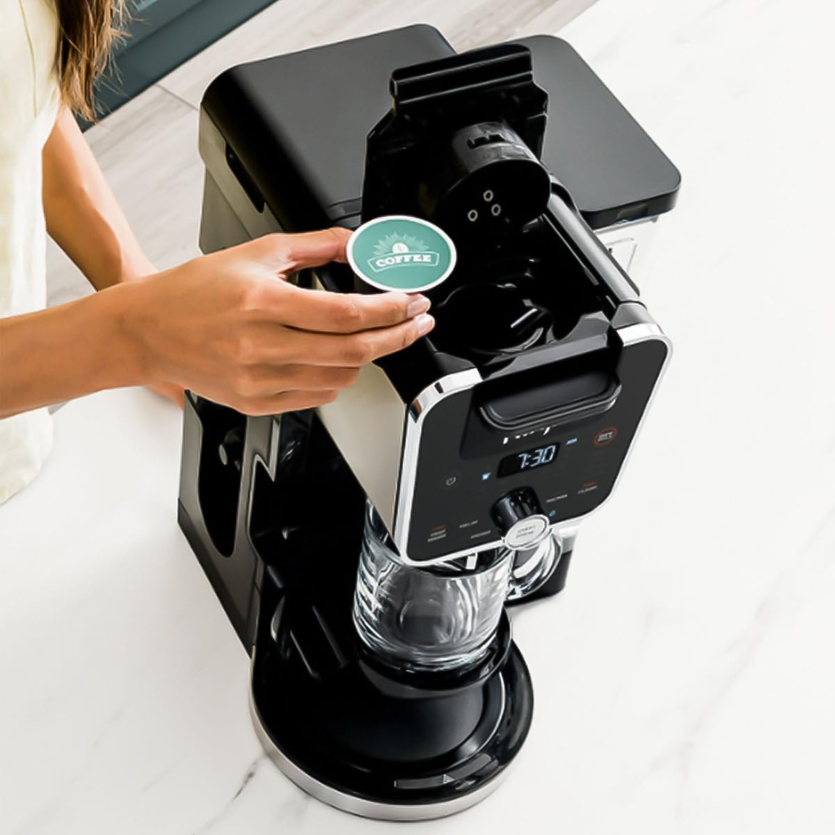 Ninja CFP451CO DualBrew System 14-Cup Coffee Maker - Single-Serve Pods & Grounds Compatible, 4 Brew Styles, Built-In Fold Away Frother, 70oz Water Reservoir & Carafe - Black (Renewed) - Perfect for Home, Office, and Entertaining Guests