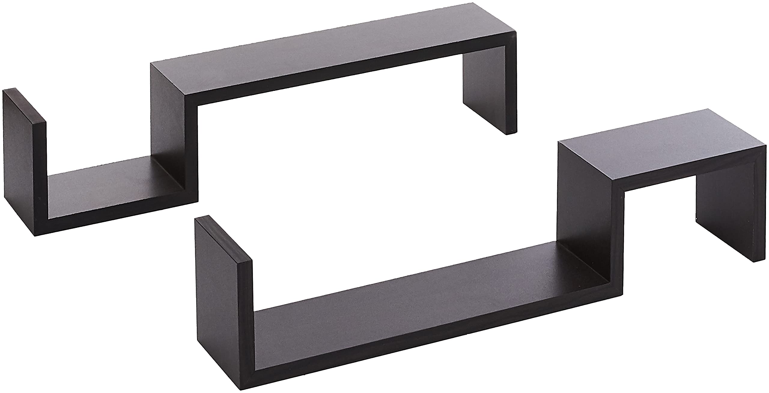 Greenco Floating Wall Shelves Set of 2 - Espresso Brown Wall-Mounted Storage Shelves for Books, Decor & Organizing - Perfect for Bedroom, Bathroom, Farmhouse & Living Room Wall Decor
