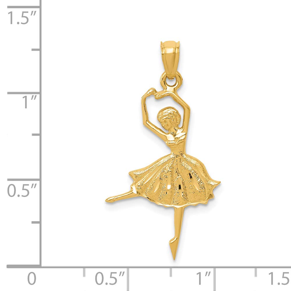 14K Yellow Gold Dancing Ballerina Charm Pendant - Elegant Ballet Jewelry Gift for Women - Perfect for Necklaces, Bracelets & Special Occasions