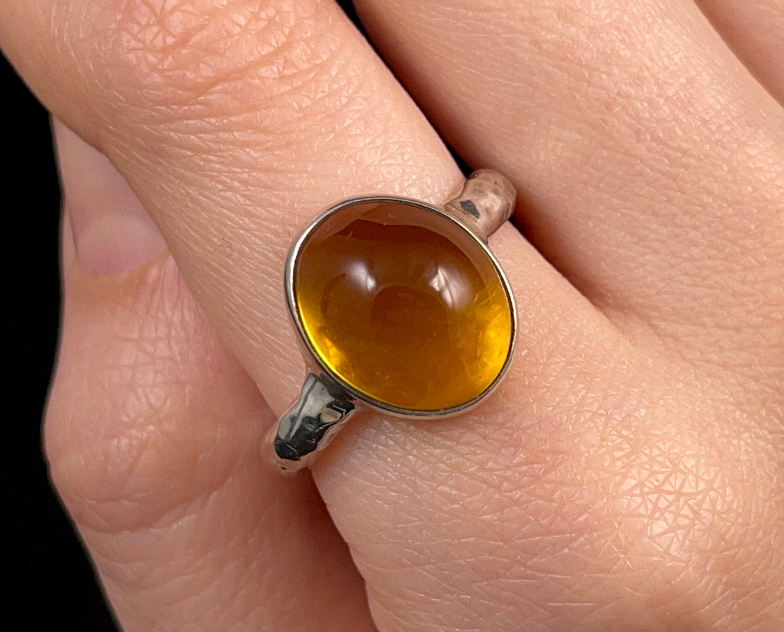 Handmade Sterling Silver Amber Ring - Size 10 with Natural AA Amber Stone & Healing Crystal | Boho Jewelry for Women, Healing Energy, Spiritual Gifts | Perfect for Meditation, Yoga & Everyday Wear