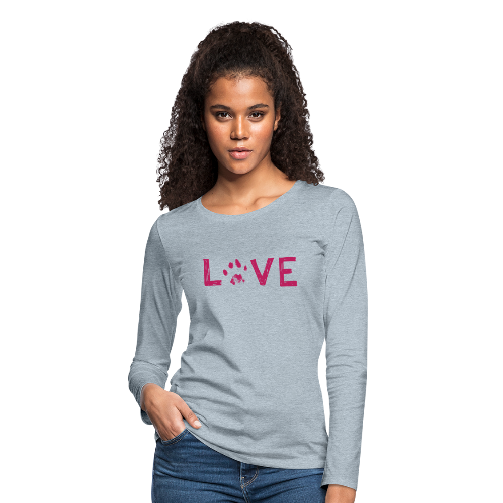 Love Pawprint Contoured Premium Long Sleeve T-Shirt for Women - Soft Comfortable Casual Shirt for Pet Lovers, Dog Cat Owners - Perfect for Daily Wear, Gifts, and Animal-Themed Events