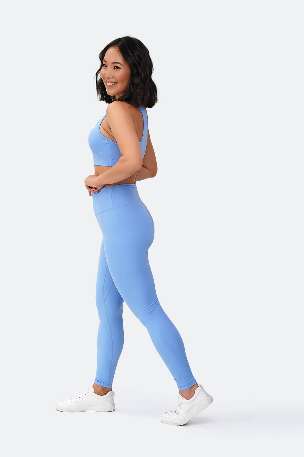 Bubble Blue High Waisted Push Up Leggings for Women - Tummy Control Yoga Pants - Workout, Running, Gym & Lounge Wear