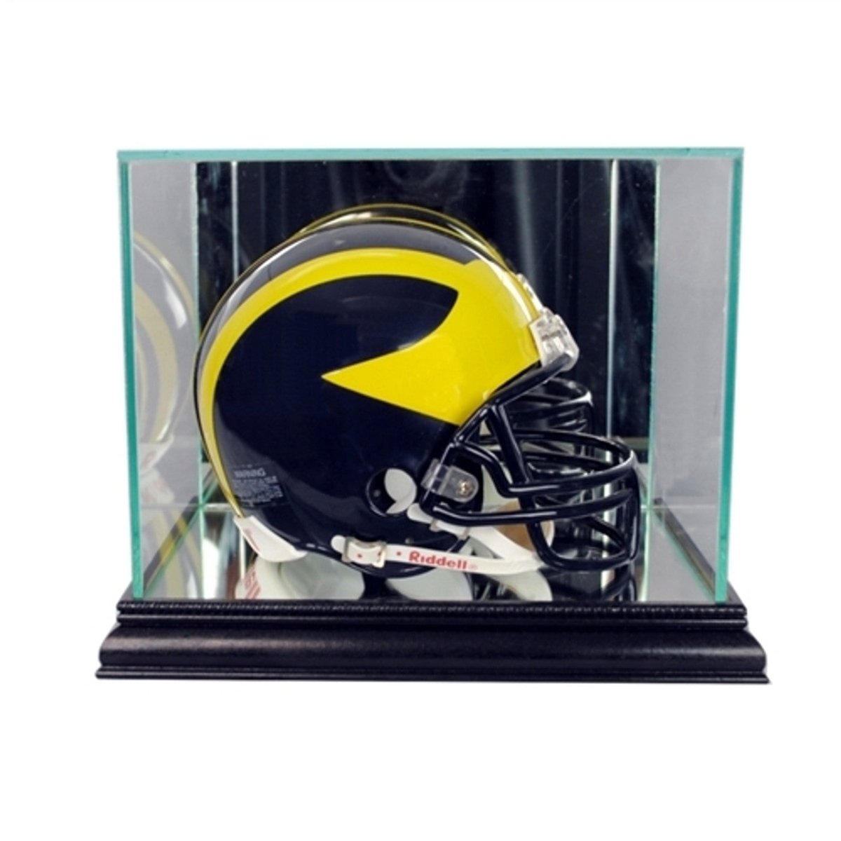 Premium Mini Helmet Display Case with Cherry Wood Base - Perfect for Collectors, Sports Memorabilia & Home Office Decor