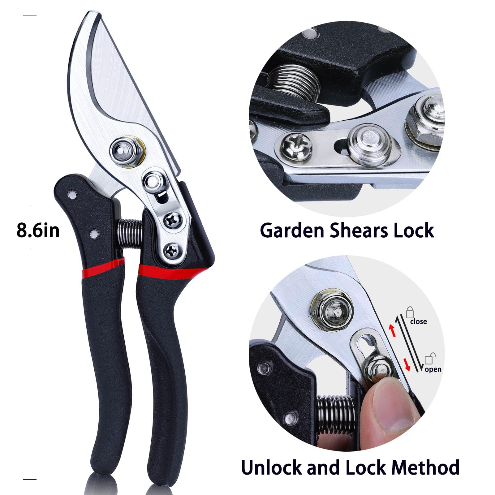 Premium Kynup Heavy Duty Pruning Shears for Gardening - Professional Hedge Clippers, Rose & Garden Cutting Shears, Ergonomic Hand Pruners (Red Black) - Perfect for Trimming Bushes, Shaping Hedges & Pruning Flowers