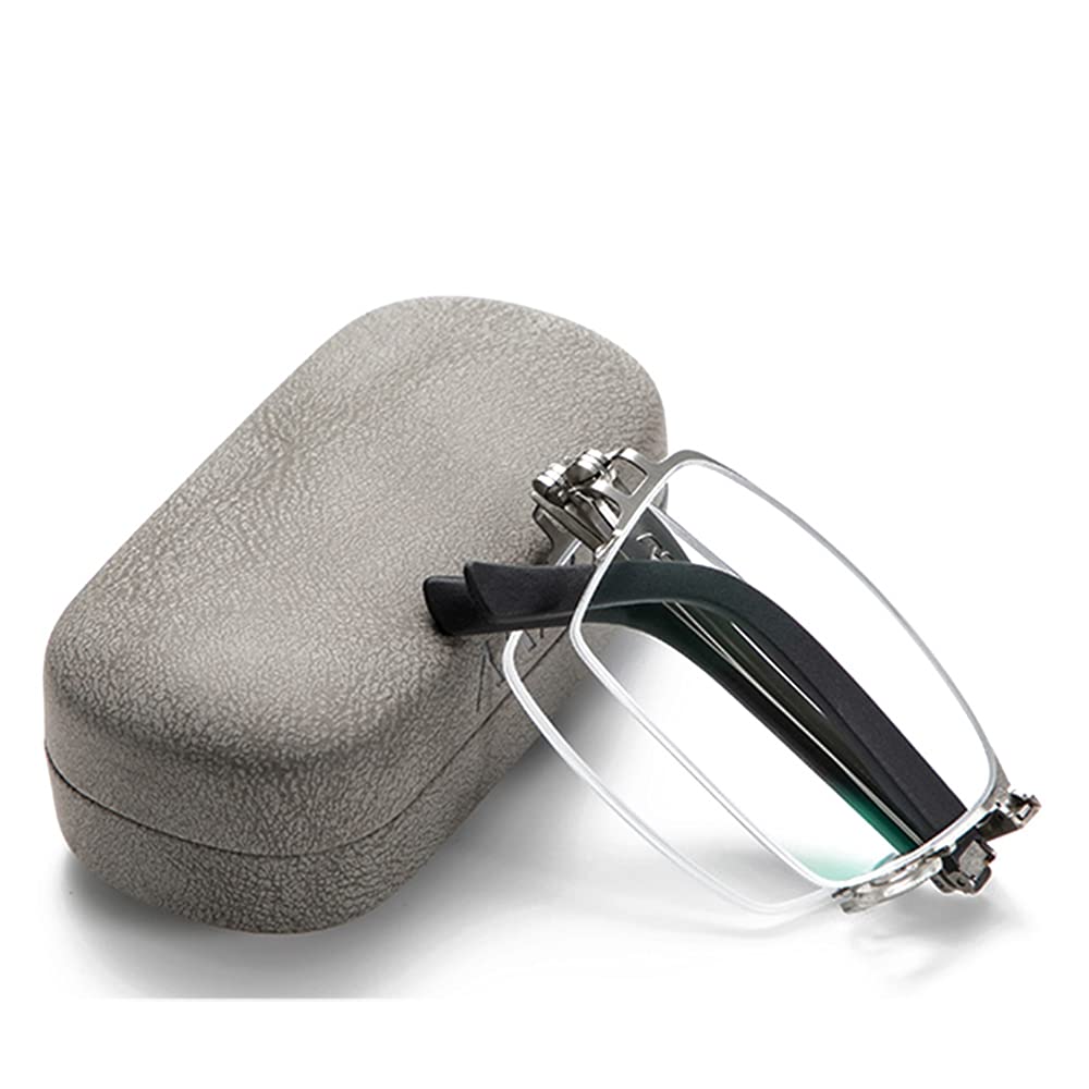 Anti-Blue Light Portable Pure Titanium Foldable Reading Glasses - Multi-Focus Unisex Computer Magnifier Glasses for Men & Women (+2.00, Silver) | Perfect for Office Work, Gaming & Screen Time Protection