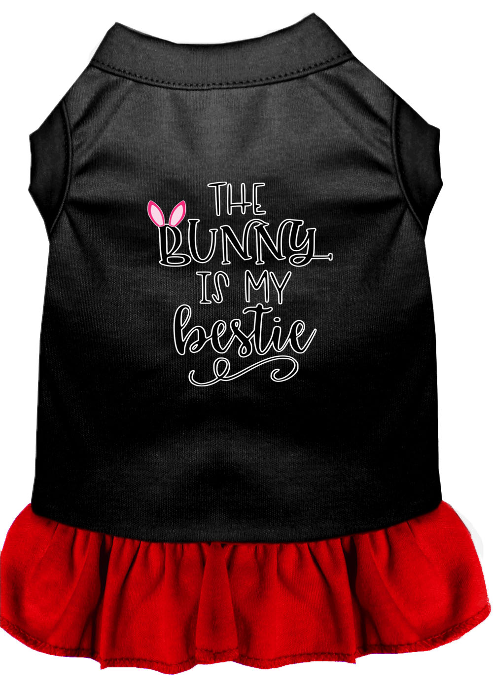 Bunny is My Bestie Screen Print Dog Dress - Cute Pet Clothes in Multiple Colors for Small & Medium Dogs - Perfect for Easter, Spring Outfits & Photo Shoots