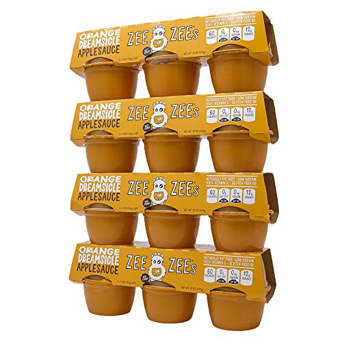 Zee Zees Orange Dreamsicle Applesauce Cups - All Natural, No Sugar Added, 4 oz (24 Pack) | Healthy Snack for Kids Lunch Boxes, School, Picnics & On-the-Go
