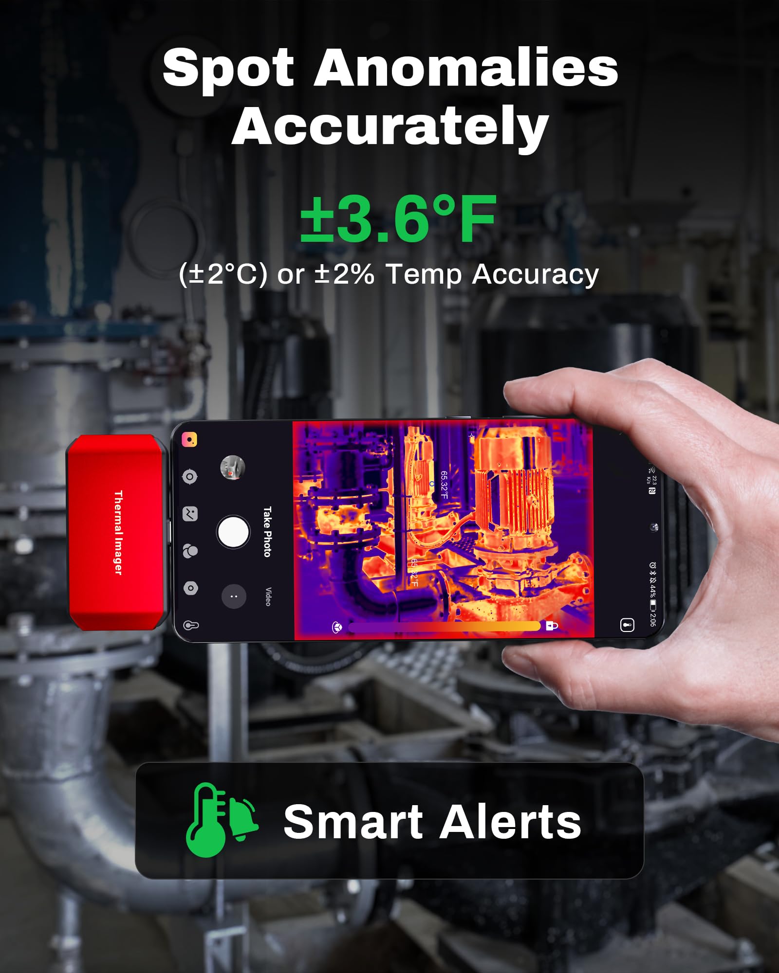 High Resolution M256 Thermal Imaging Camera 256x192 IR with 3D Analysis, 25Hz Refresh Rate, -4°F~842°F Temperature Range - Compatible with Android Smartphones, Tablets & PC (Red) - Perfect for Home Inspection, Electrical Maintenance, HVAC Diagnosis and Wildlife Observation
