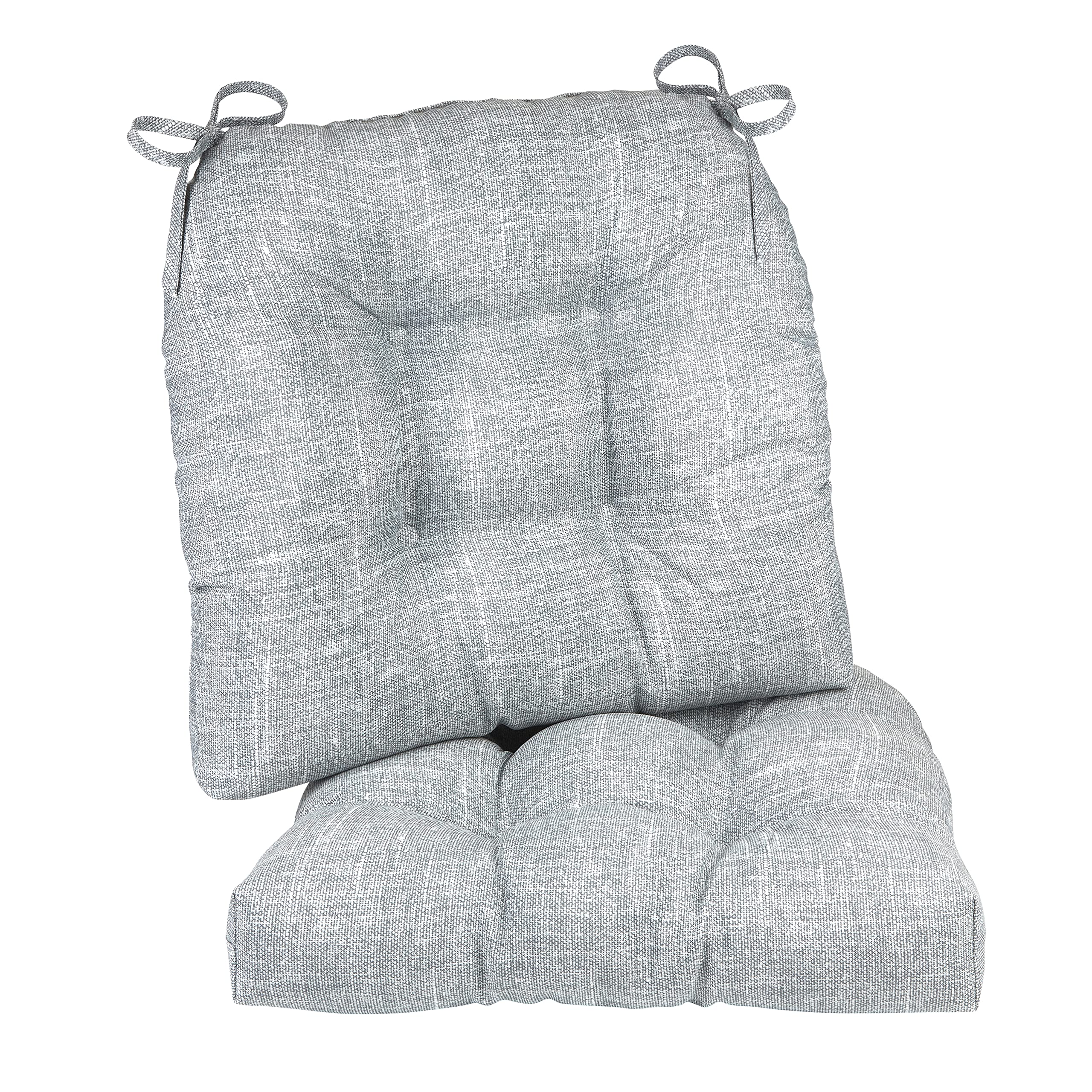Klear Vu Wicker Solarium Indoor & Outdoor Chair Cushions - Water-Resistant Patio Furniture Seat Pads 19x18 Inches, 2-Pack Grey - Perfect for Garden, Poolside, Dining Room & Kitchen Use