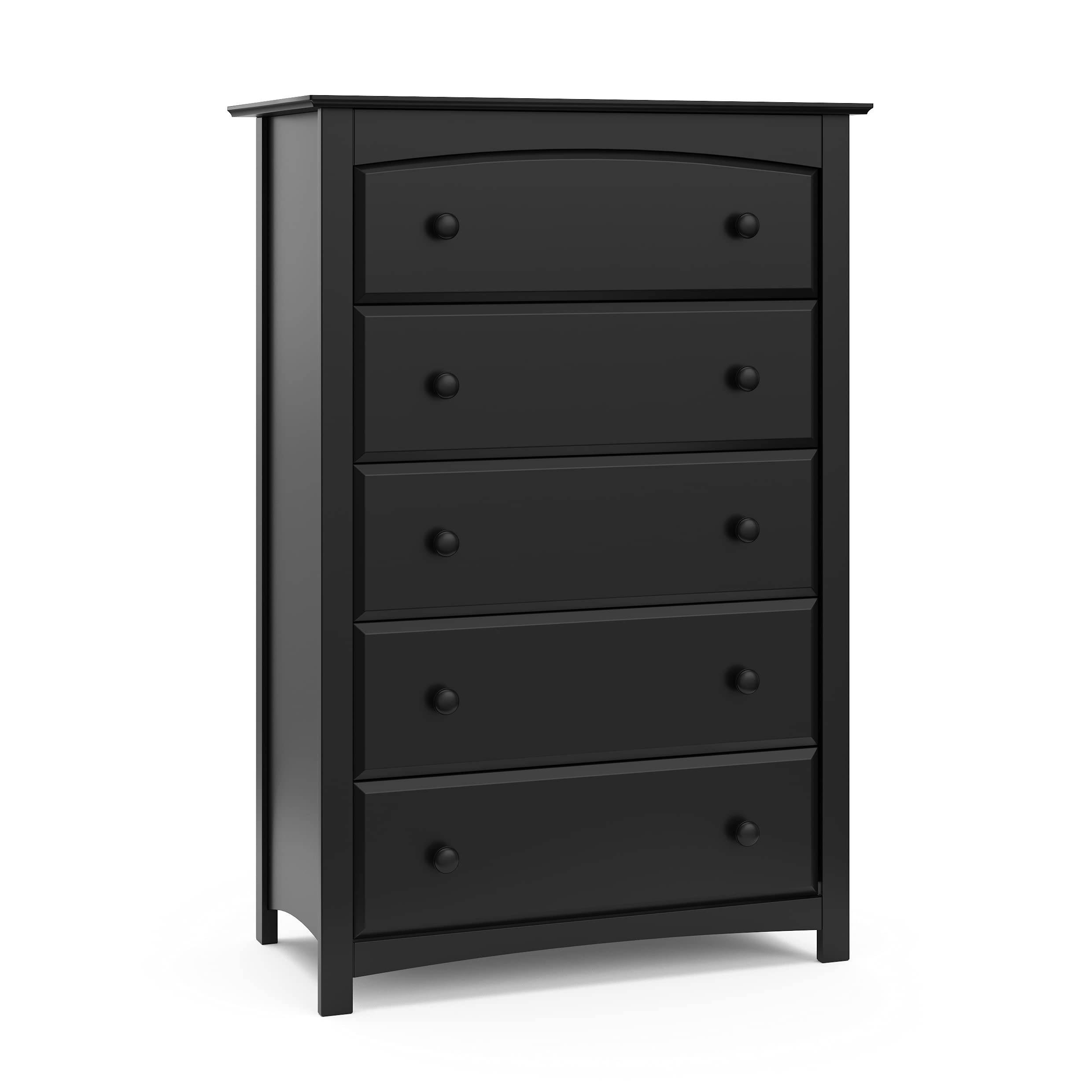 Storkcraft Kenton 5-Drawer Kids Dresser in Black - GREENGUARD Gold Certified, Sturdy Wooden Chest with Safety Interlocking Drawers for Nursery & Bedroom Organization