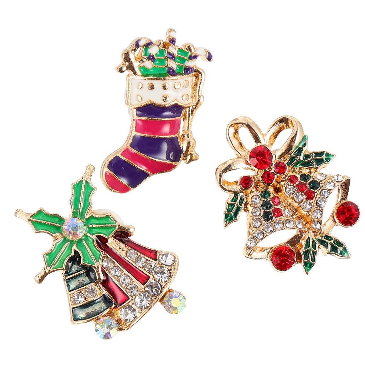 Heallily 6-Piece Gold Plated Enamel Christmas Charms - Rhinestone Pendants for DIY Jewelry Making, Necklace, Bracelet & Earrings (Mixed Styles) | Perfect for Holiday Crafts, Gift Making & Christmas Decorations