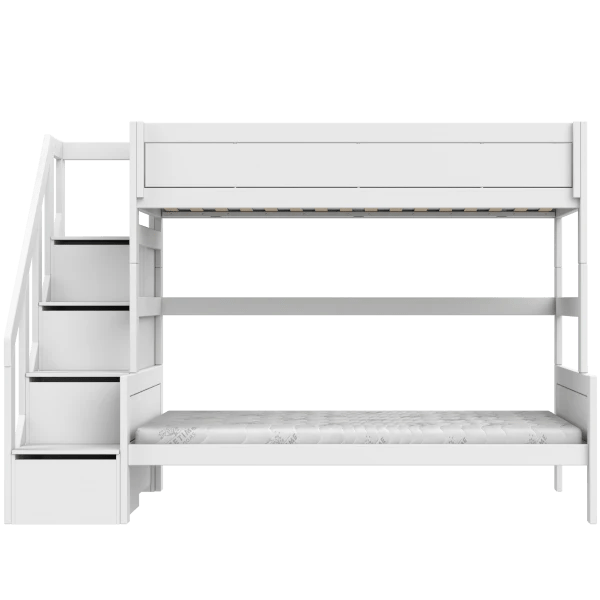 Sturdy Family Bunk Bed with Staircase - 90x200cm & 120x200cm Sizes - Perfect for Kids' Bedrooms, Guest Rooms & Small Spaces