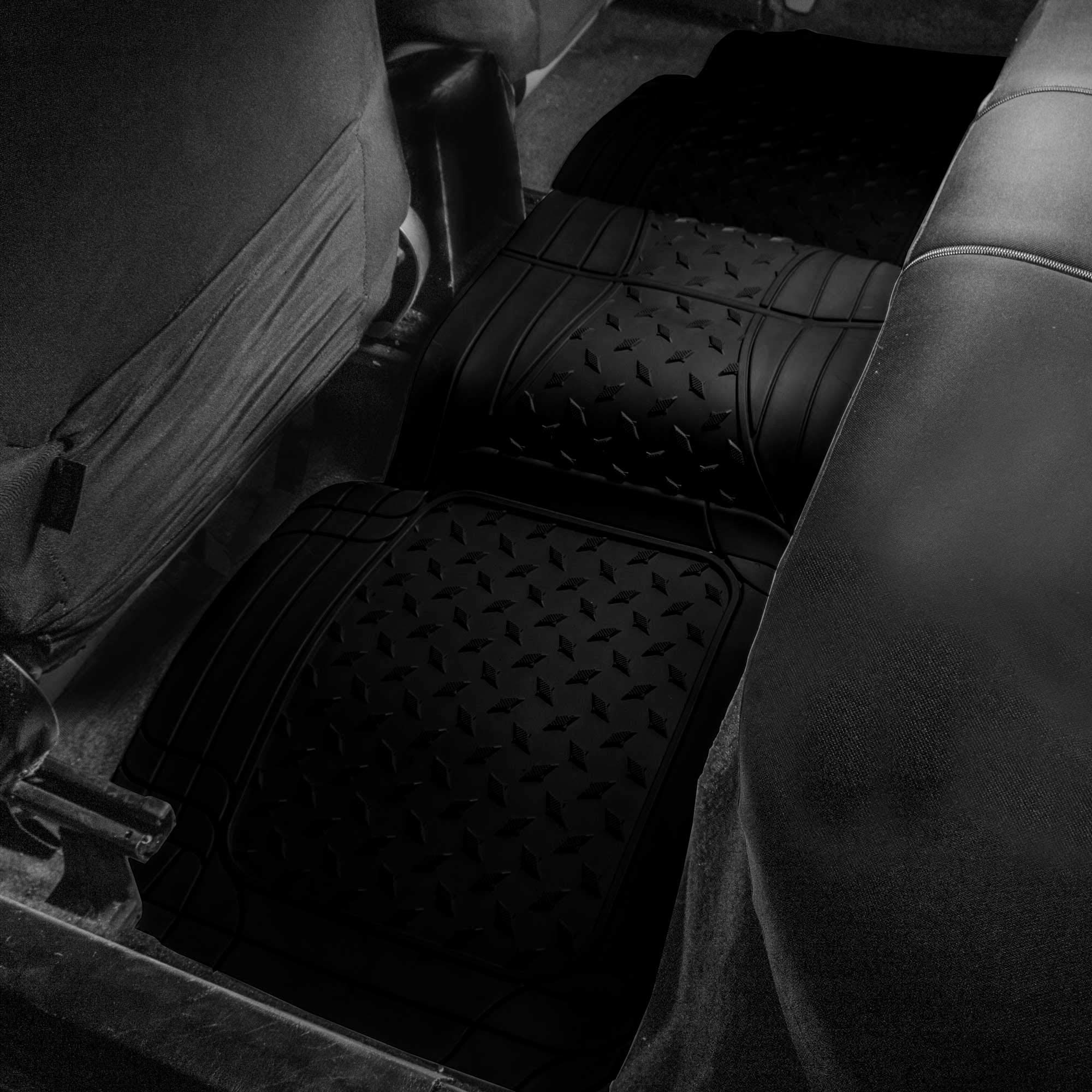 TLH Blue Car Seat Covers for 3-Row 8-Seater Vehicles - Airbag Compatible Split Bench Vinyl Seat Protectors with Durable Trimmable Floor Mats | Perfect for SUVs, Minivans & Family Road Trips