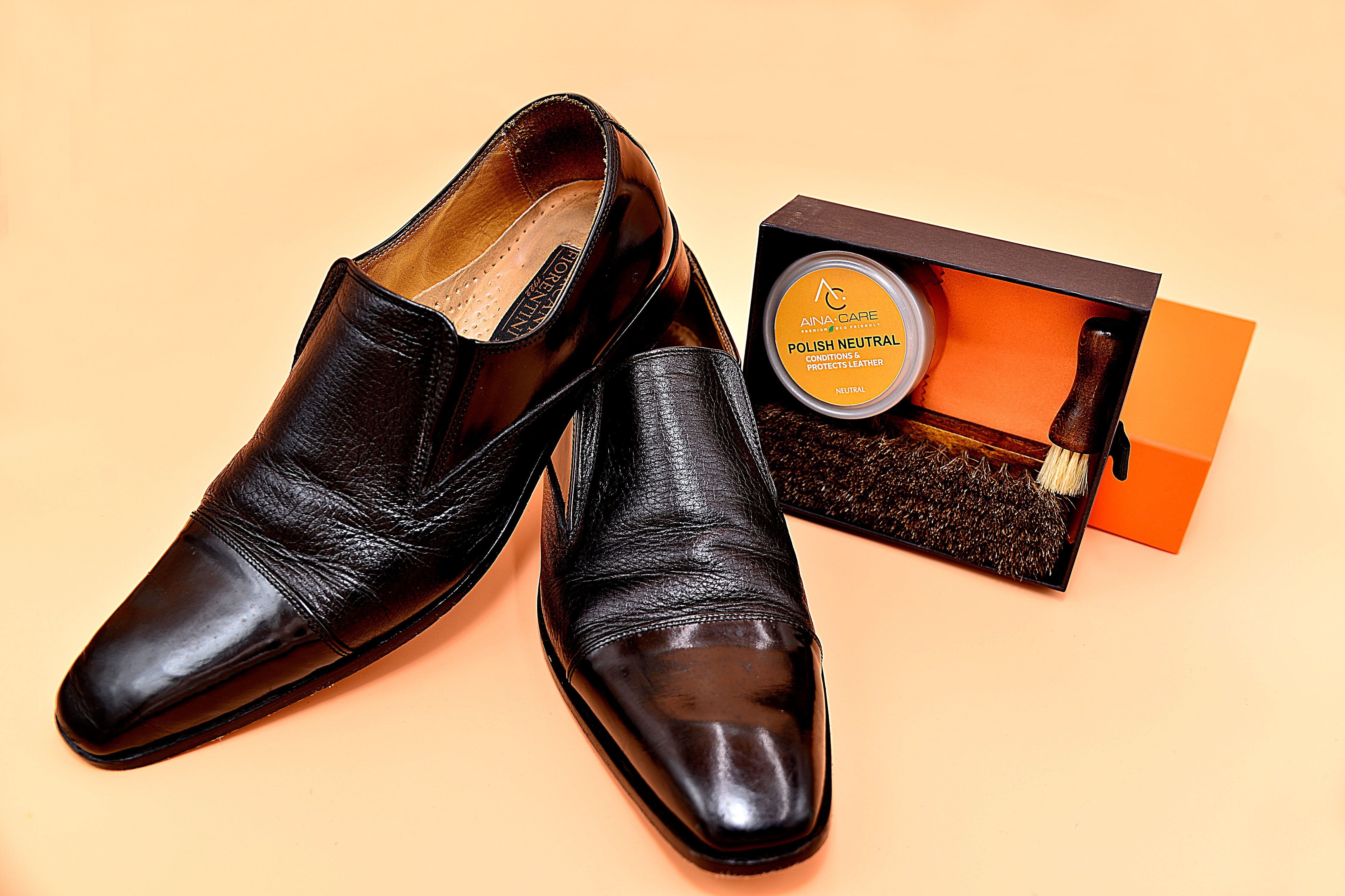 Premium Shoe Polish Kit - Neutral Cream for Leather Shoes | Shine & Protect Dress Shoes, Boots & Bags | Perfect for Office, Formal Events & Daily Care