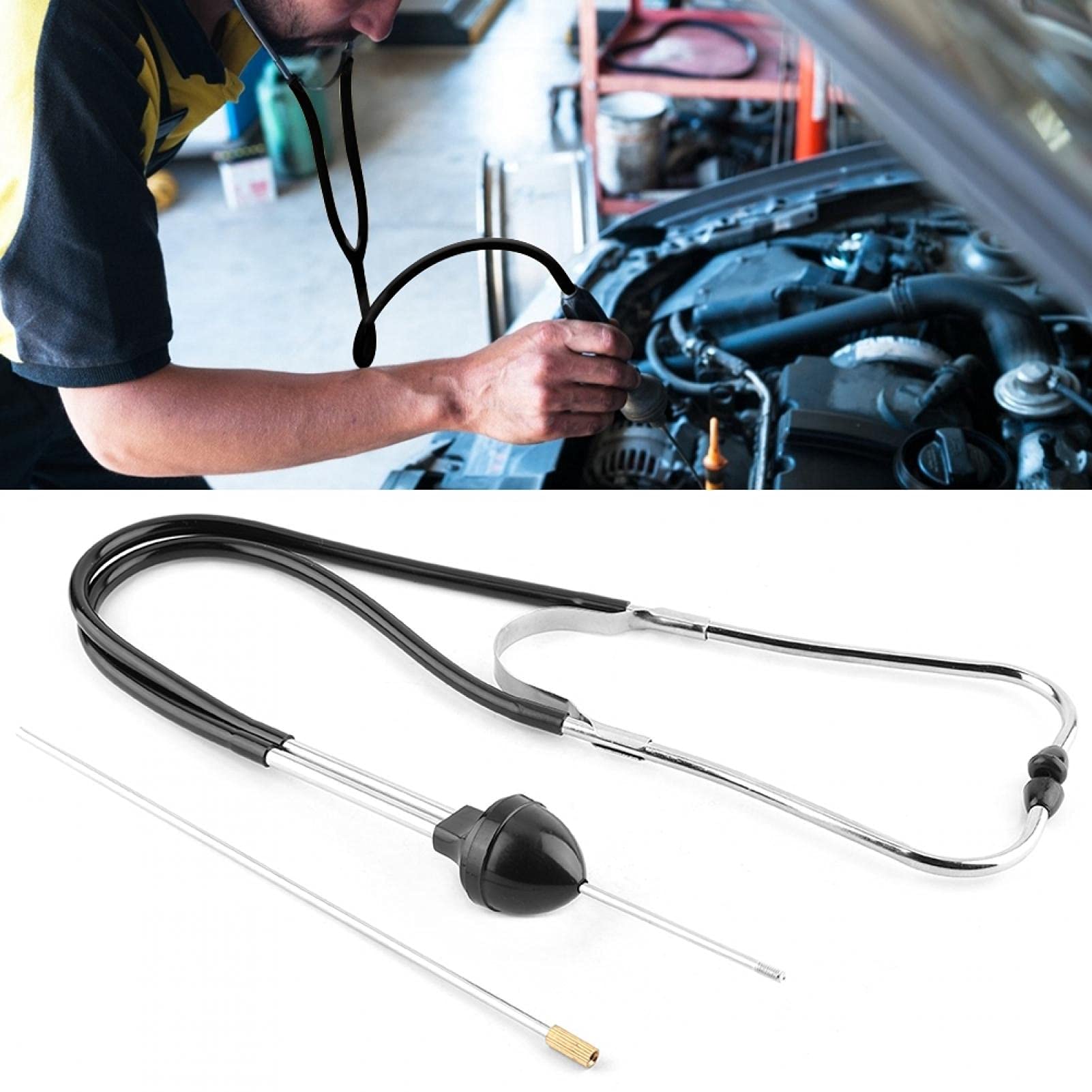 Professional Stainless Steel Engine Stethoscope - Mechanic Diagnostic Tool for Car, Truck & Motorcycle Engine Noise Detection | Auto Repair & Maintenance Hearing Aid
