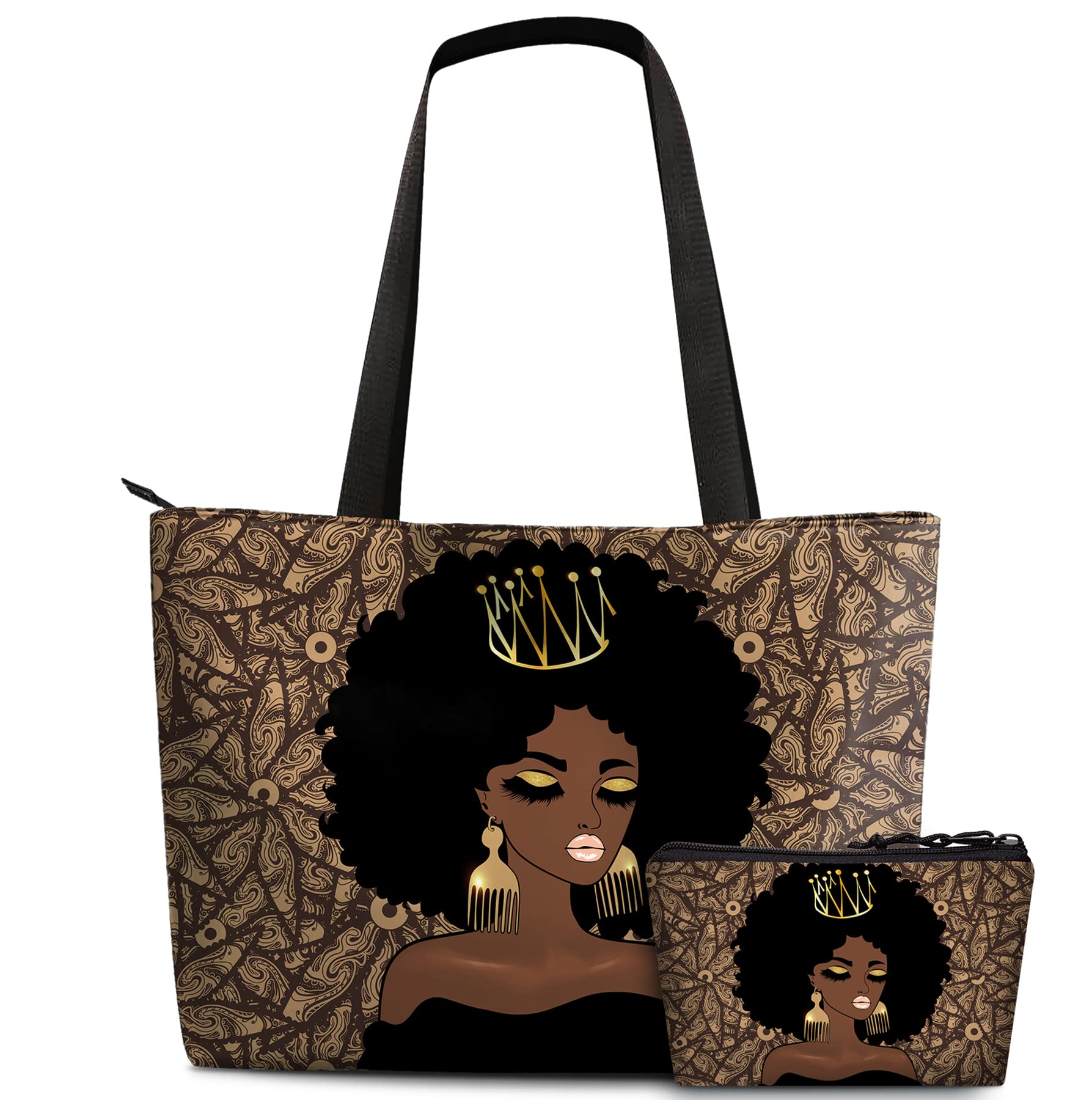 Stylish African American Tote Bags for Women - Fashionable Handbags for Work, Travel & Beach - Perfect Gift for Black Women | Durable Shoulder Bags for Everyday Use, Shopping & Office Essentials