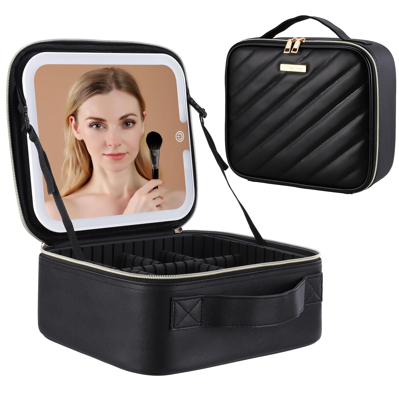 Portable Travel Makeup Bag with LED Mirror - Waterproof Cosmetic Organizer Case for Women & Girls, Perfect Gift for Mom, Birthday, Bridal Shower | Home, Travel & Salon Use