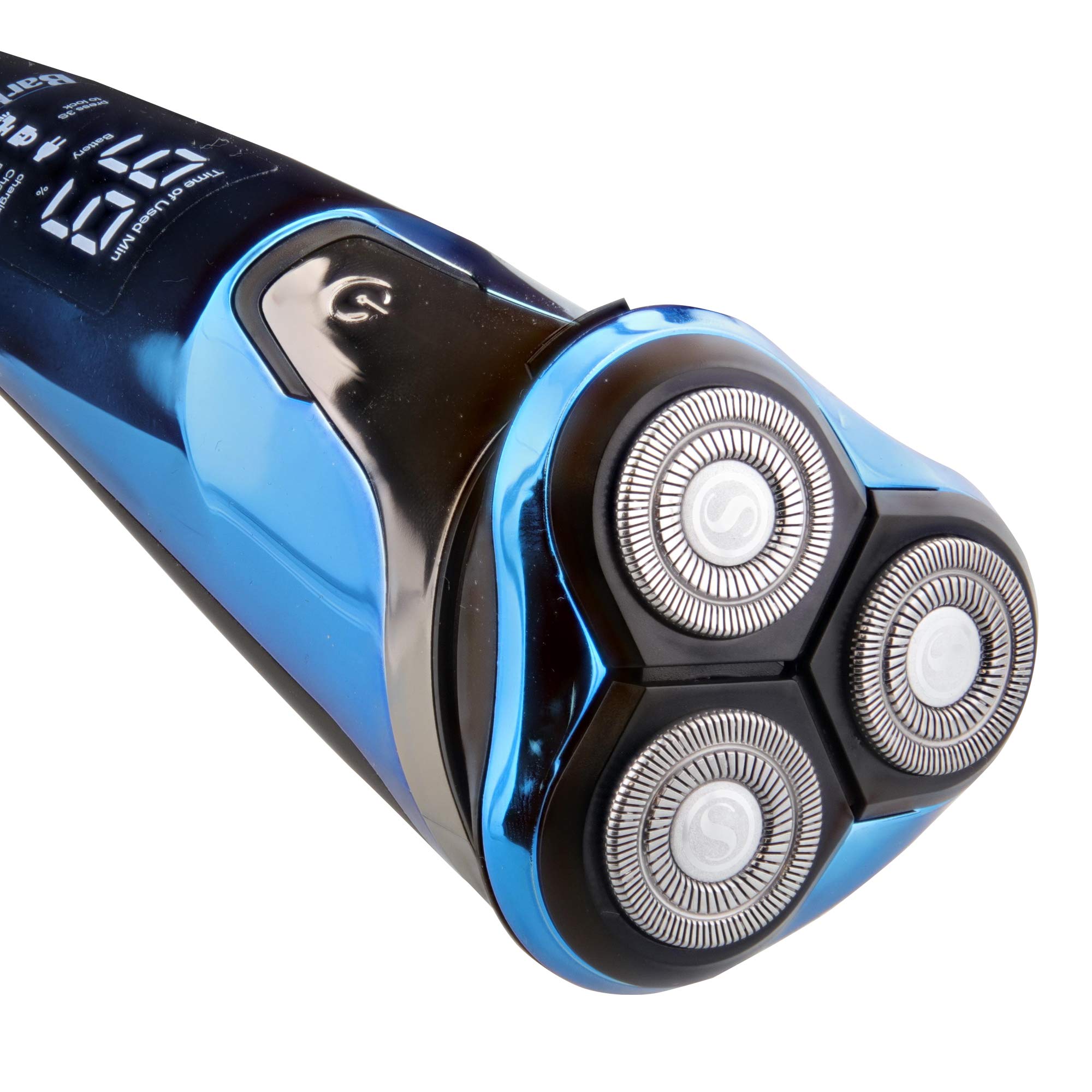 Barbasol Rechargeable Electric Wet & Dry Rotary Shaver for Men - Stainless Steel Blades, Pop-Up Trimmer & LCD Display - Perfect for Travel, Gym & Daily Shaving