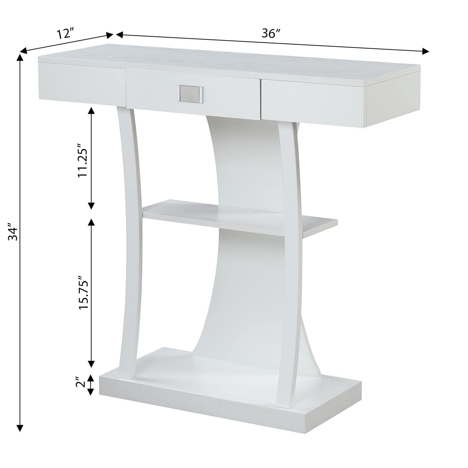 Convenience Concepts Newport 1-Drawer Harri Console Table with Shelves, Charcoal Gray - Entryway, Living Room & Hallway Storage Solution