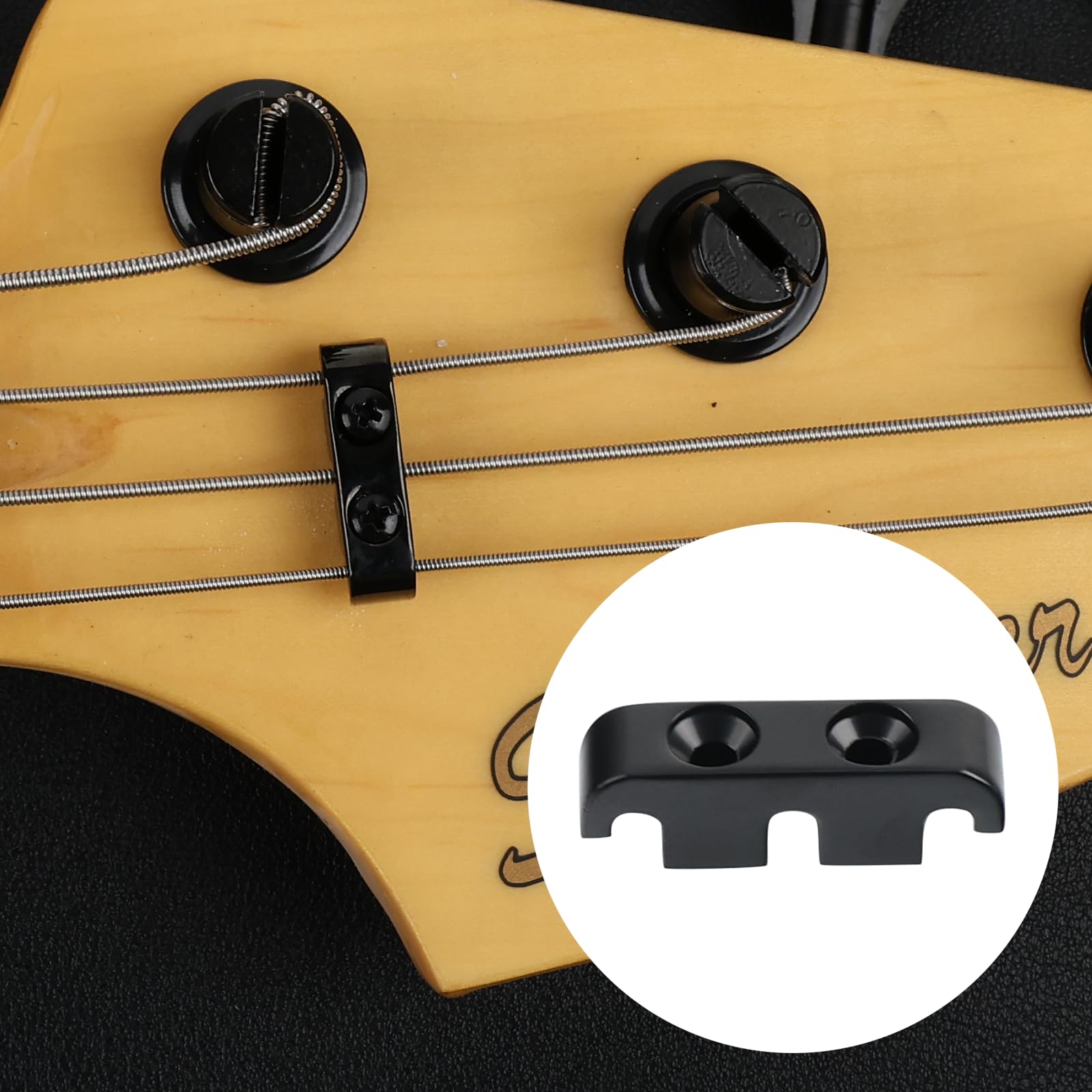 Black Electroplated Bass Head Retainer for 3-String Electric Bass with Mounting Screws | String Tree & Replacement Parts for Guitar Maintenance | Perfect for DIY Repairs & Professional Setups
