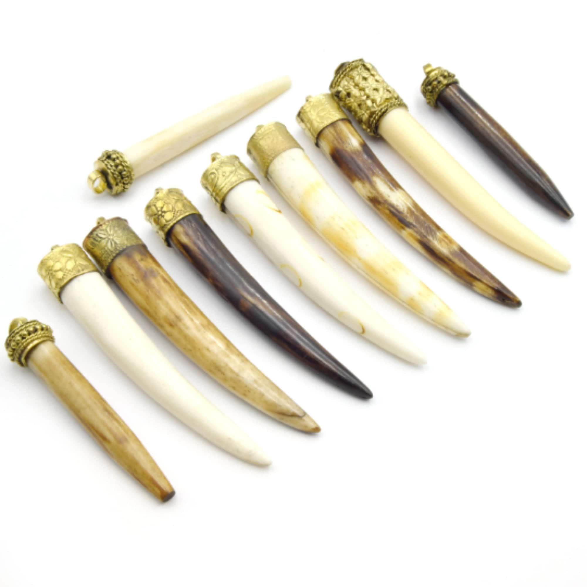 Handmade Ox Bone Tusk Pendant Necklace - Dark Brown & White Spotted Design - Boho Tribal Jewelry for Women - Perfect for Layering, Festivals, and Everyday Wear