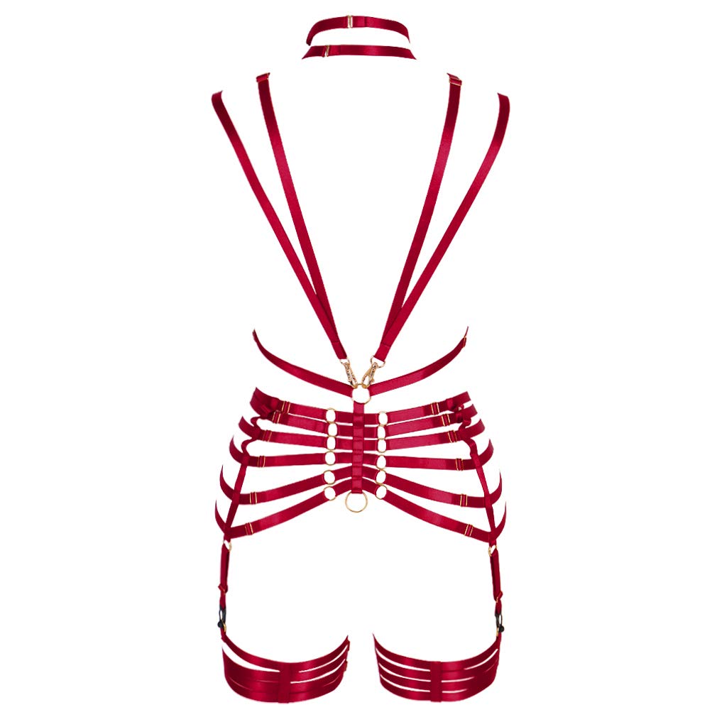 Sexy Women's Full Body Suspenders Bra & Garter Belt Set - Gothic Punk Style Lingerie for Plus Size - Perfect for Halloween, Cosplay, Burlesque Shows & BDSM Fashion