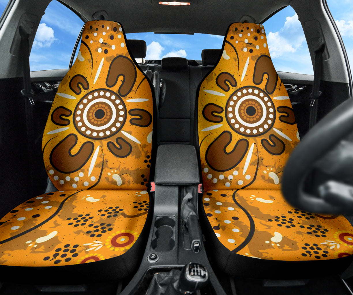 Premium Australian Aboriginal Art Car Seat Covers - Spring Style Design (2-Piece Set) for SUVs, Trucks & Sedans | Durable & Stylish Interior Upgrade