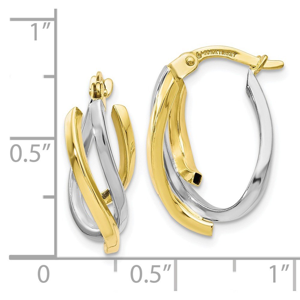 10K Two-Tone Gold Polished Twisted Hoop Earrings for Women - Elegant Statement Jewelry for Parties, Weddings & Everyday Wear