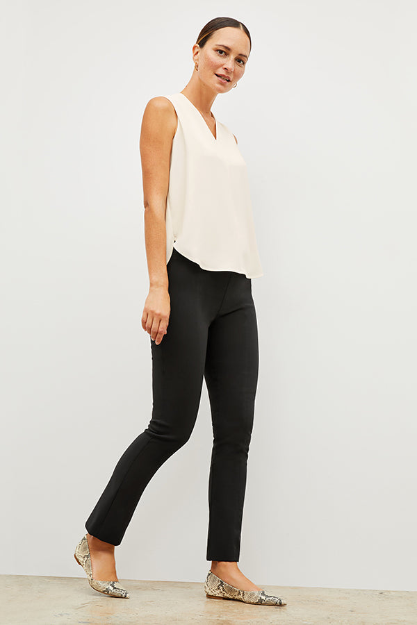 Foster Cigarette Pants for Women - High Waist PowerStretch Workout Leggings - Black - Perfect for Yoga, Running & Gym