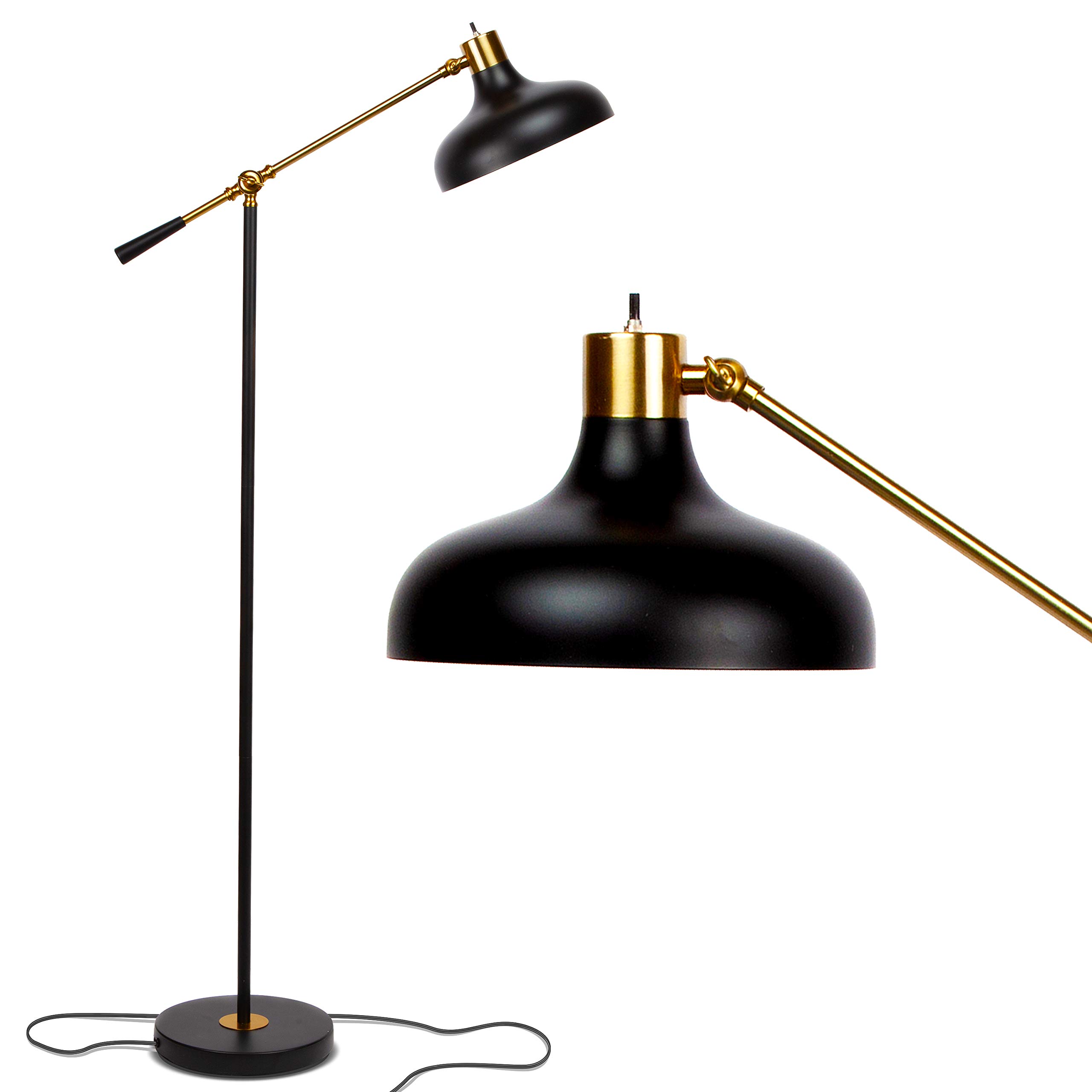 Brightech Wyatt LED Floor Lamp - Adjustable Industrial Standing Light for Living Room, Bedroom & Office - Farmhouse Style Reading Lamp with Dimmable Brightness - Perfect for Cozy Nights & Home Decor