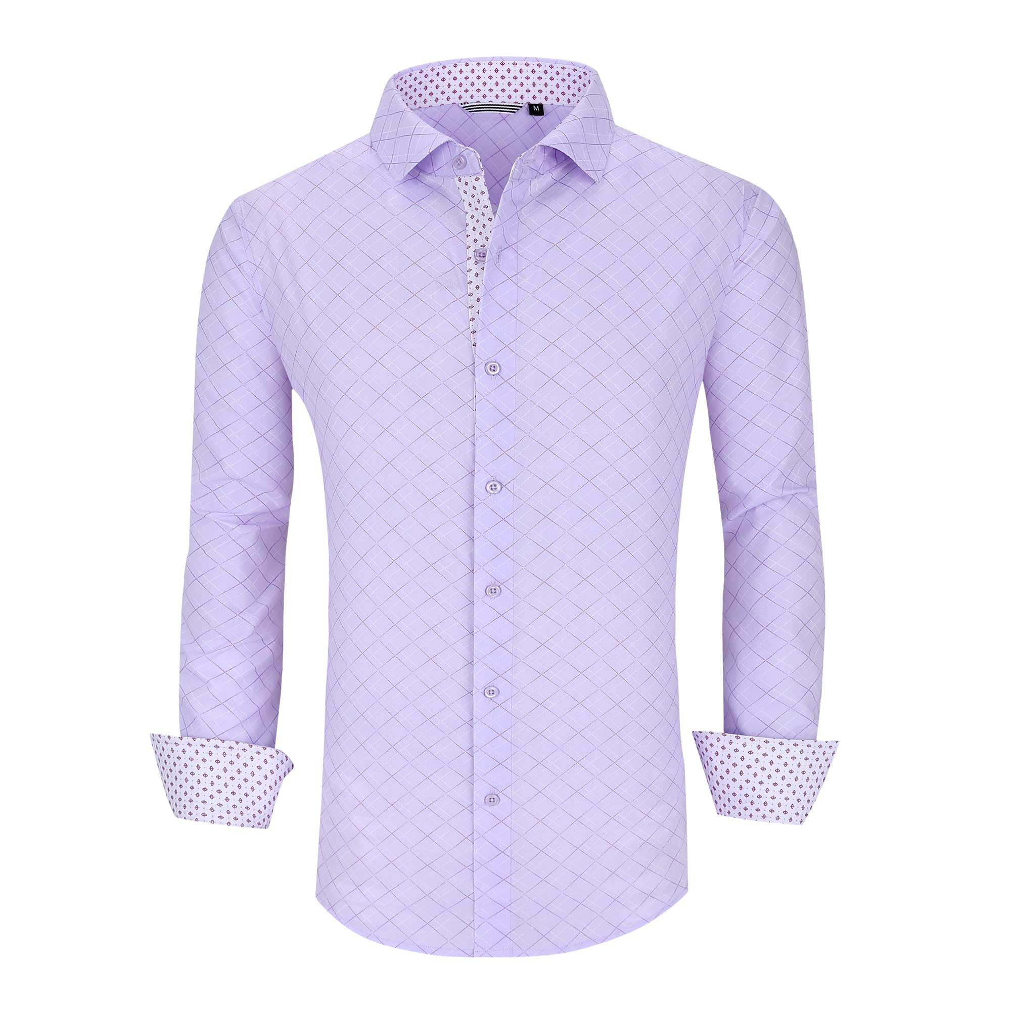 WARHORSEE Men's Long Sleeve Dress Shirts - Regular Fit Printed Button Down Shirt for Business Casual & Office Wear | Formal Work Attire & Special Occasions