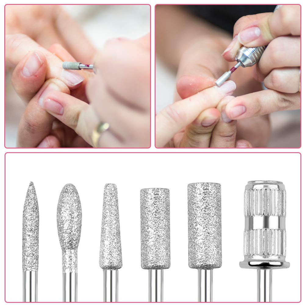 3 Pack Diamond Nail Grinding Bits Set for Electric Nail Drill - Professional Manicure & Pedicure Kit with Sanding Bands (Silver & Pale) - Perfect for Home Salon, Nail Art & Professional Nail Care