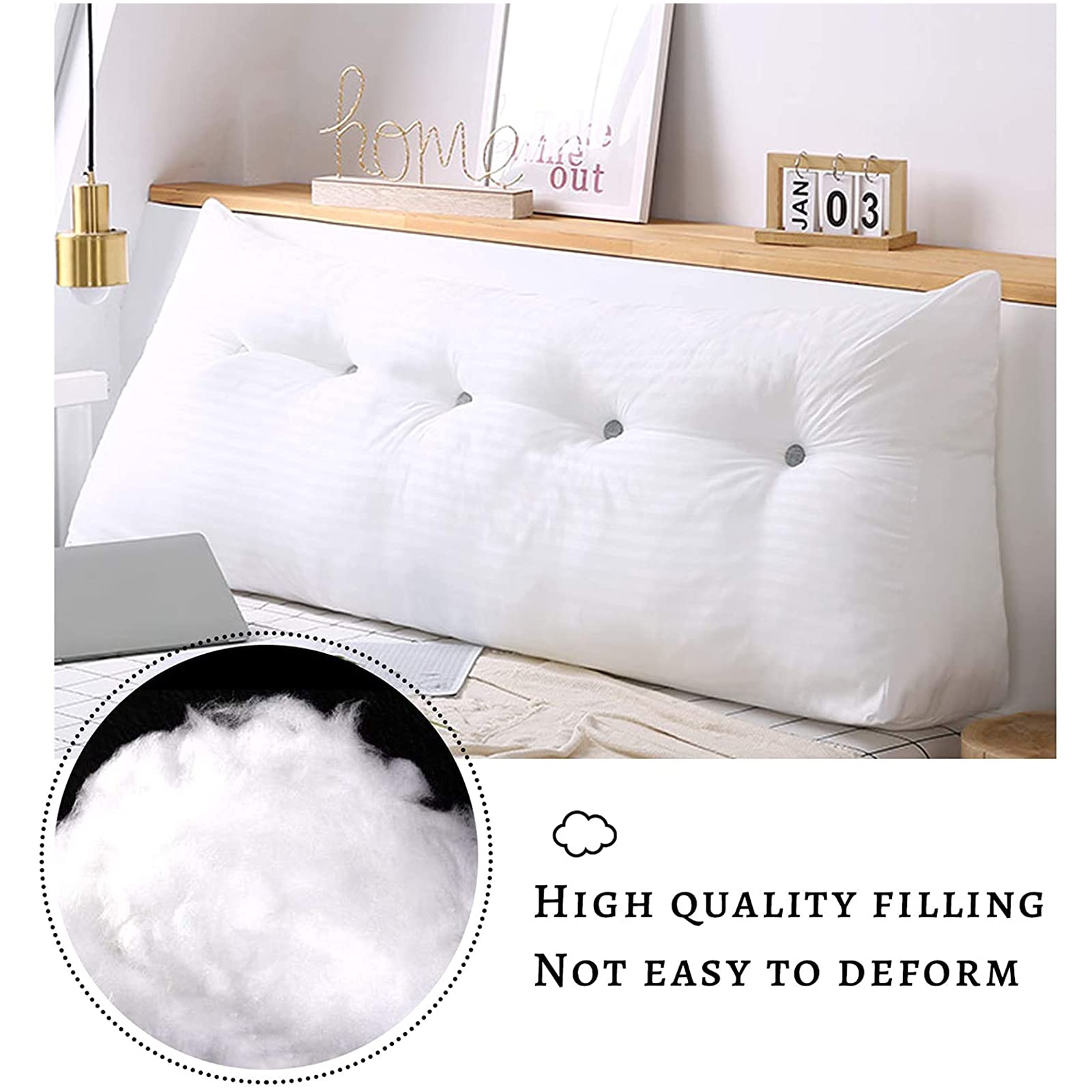 Large Triangular Reading Pillow with Lumbar Support - 22in Wedge Backrest for Beds (Twin, Full, Queen, King) | Perfect for Reading in Bed, Watching TV, or Back Pain Relief
