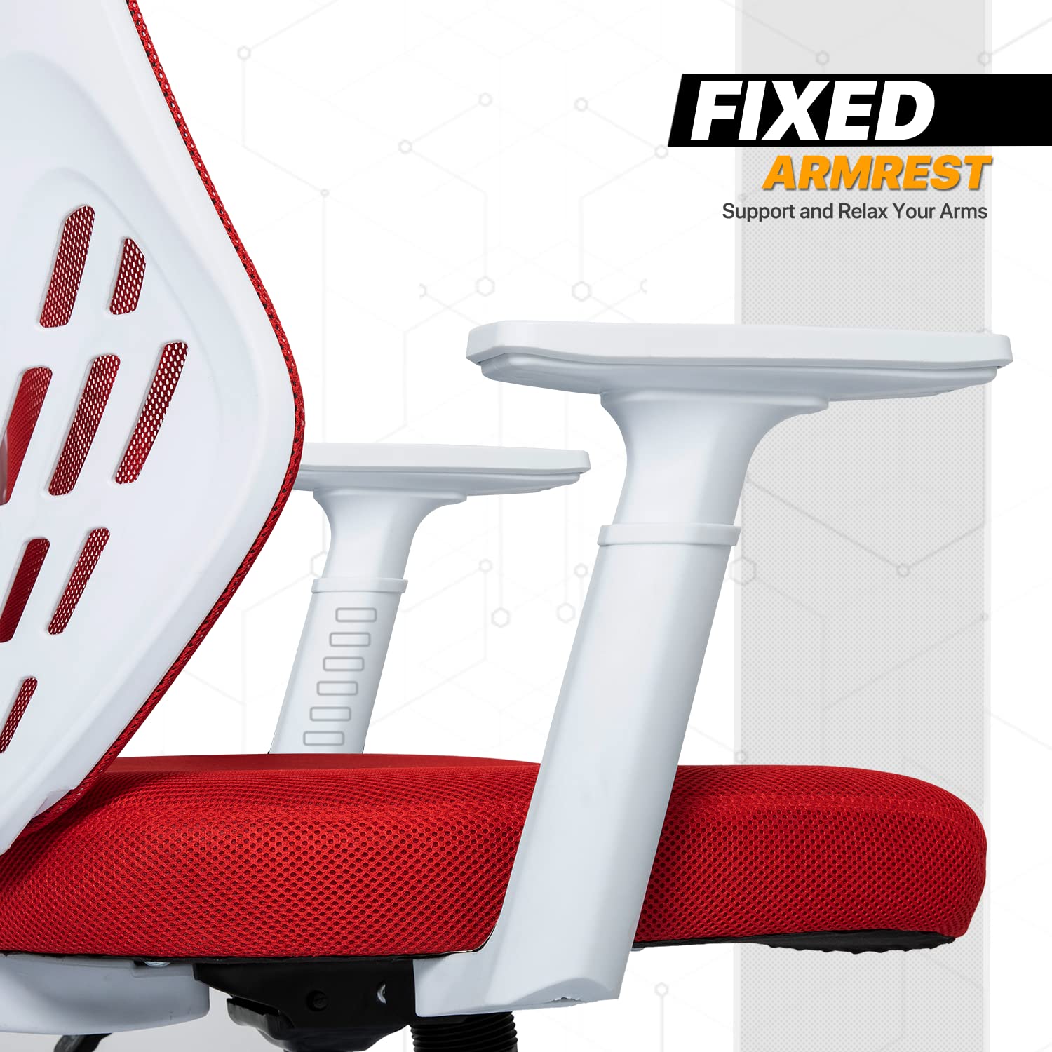 MoNiBloom Ergonomic Mesh Office Chair with Adjustable Headrest, Wheels & T-Shaped Armrests - Comfortable Rolling Swivel Computer Desk Chair for Adults - Perfect for Home Office, Gaming & Workspaces (Red)