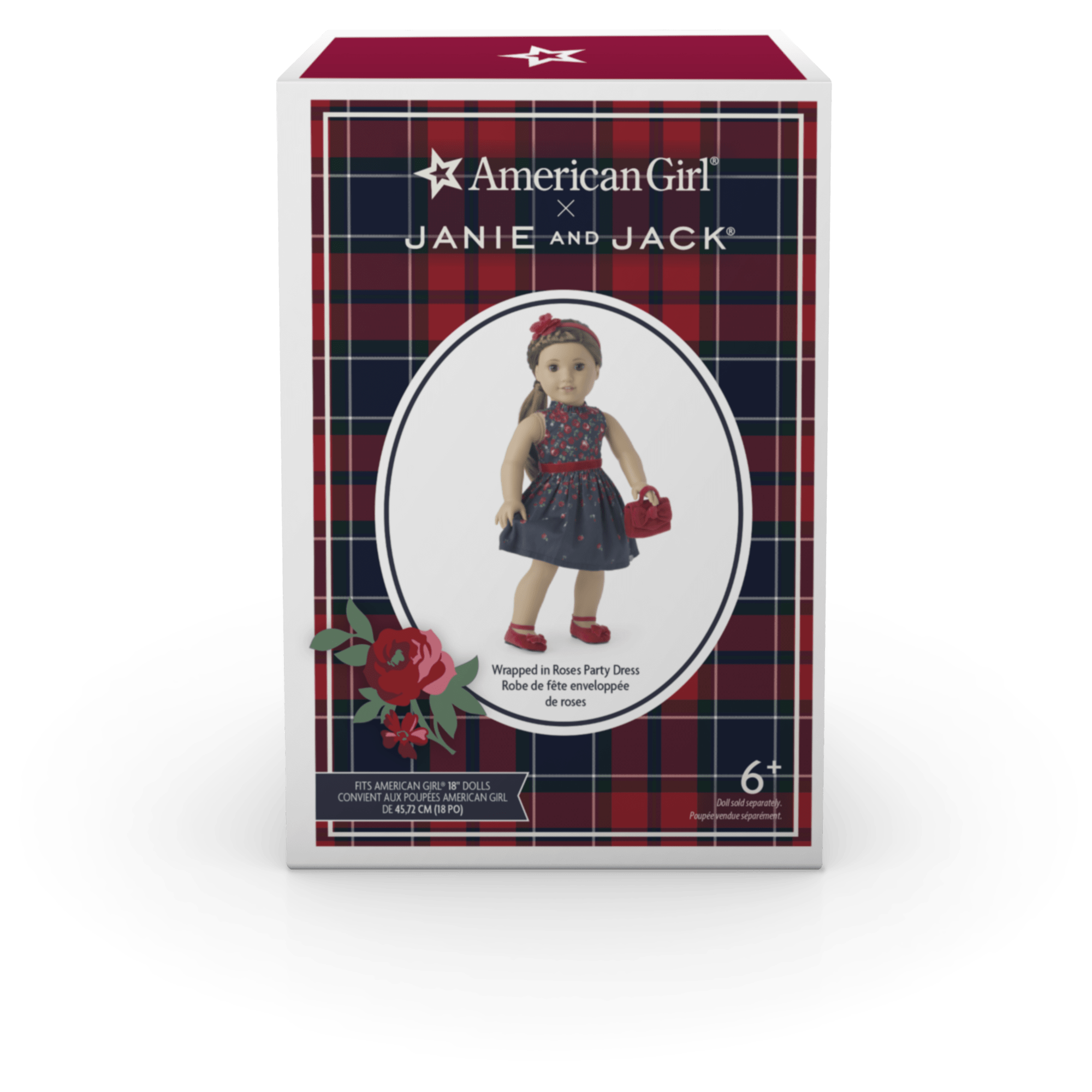 American Girl® x Janie and Jack Wrapped in Roses Party Dress for 18 inch Dolls - Elegant Doll Clothing for Tea Parties, Birthday Celebrations & Special Occasions