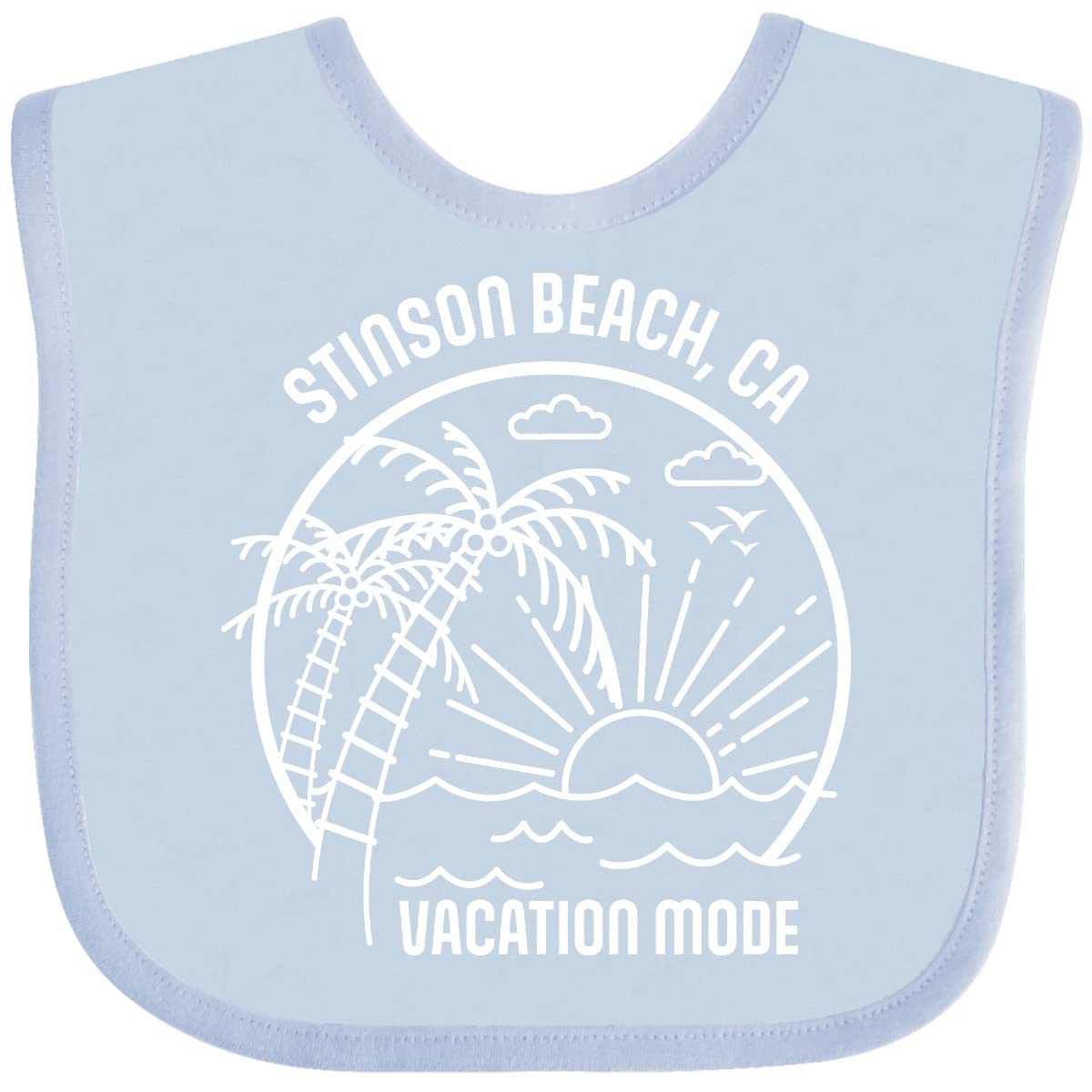 Inktastic Summer Vacation Mode Stinson Beach California Baby Bib - Soft Cotton Drool Bib for Infants & Toddlers - Perfect for Beach Trips, Outdoor Adventures & Everyday Use