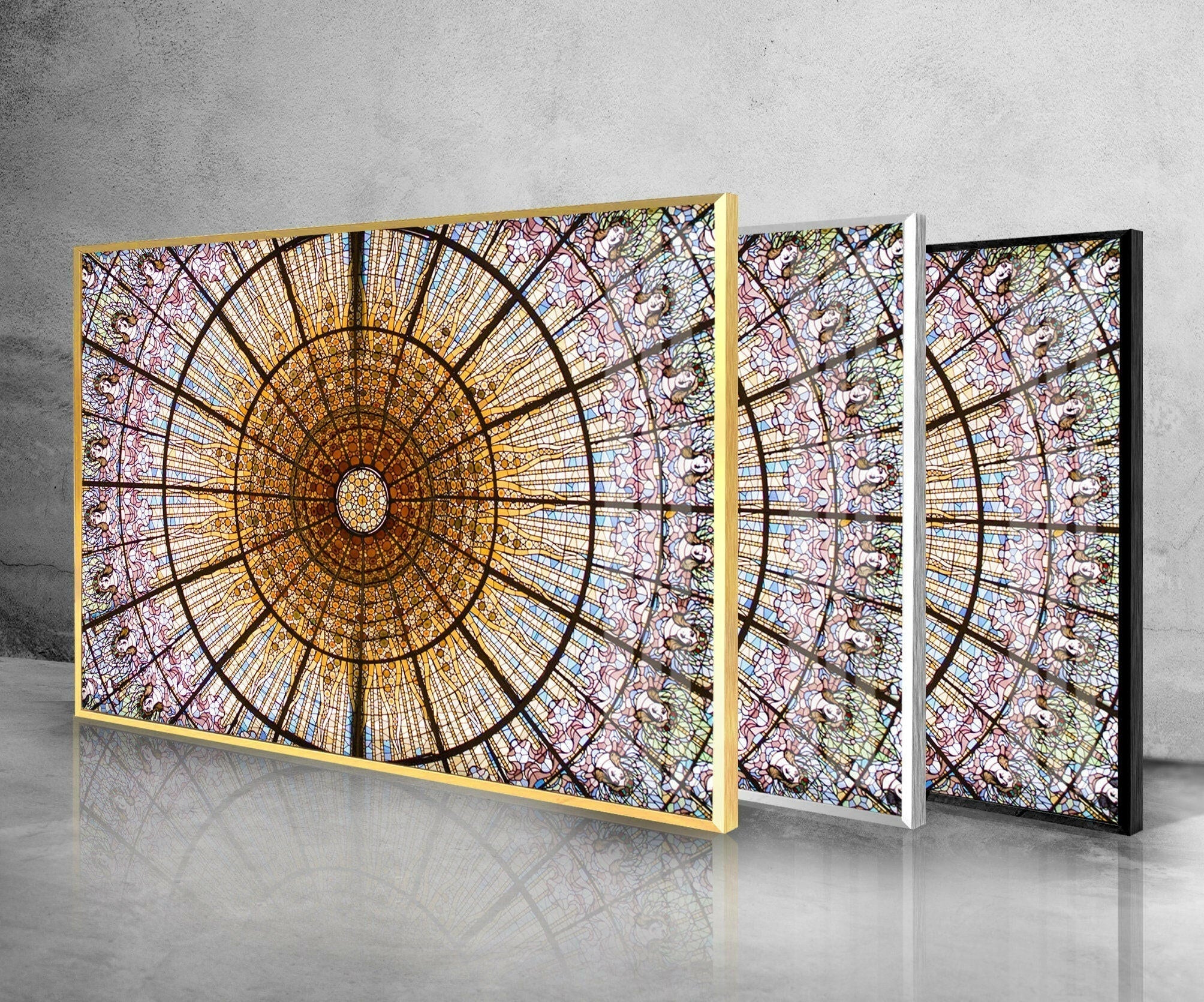 Barcelona Stained Glass Church Wall Art - Handmade Religious Home Decor for Living Room, Bedroom & Office - Perfect Gift for Christian Housewarming & Wedding