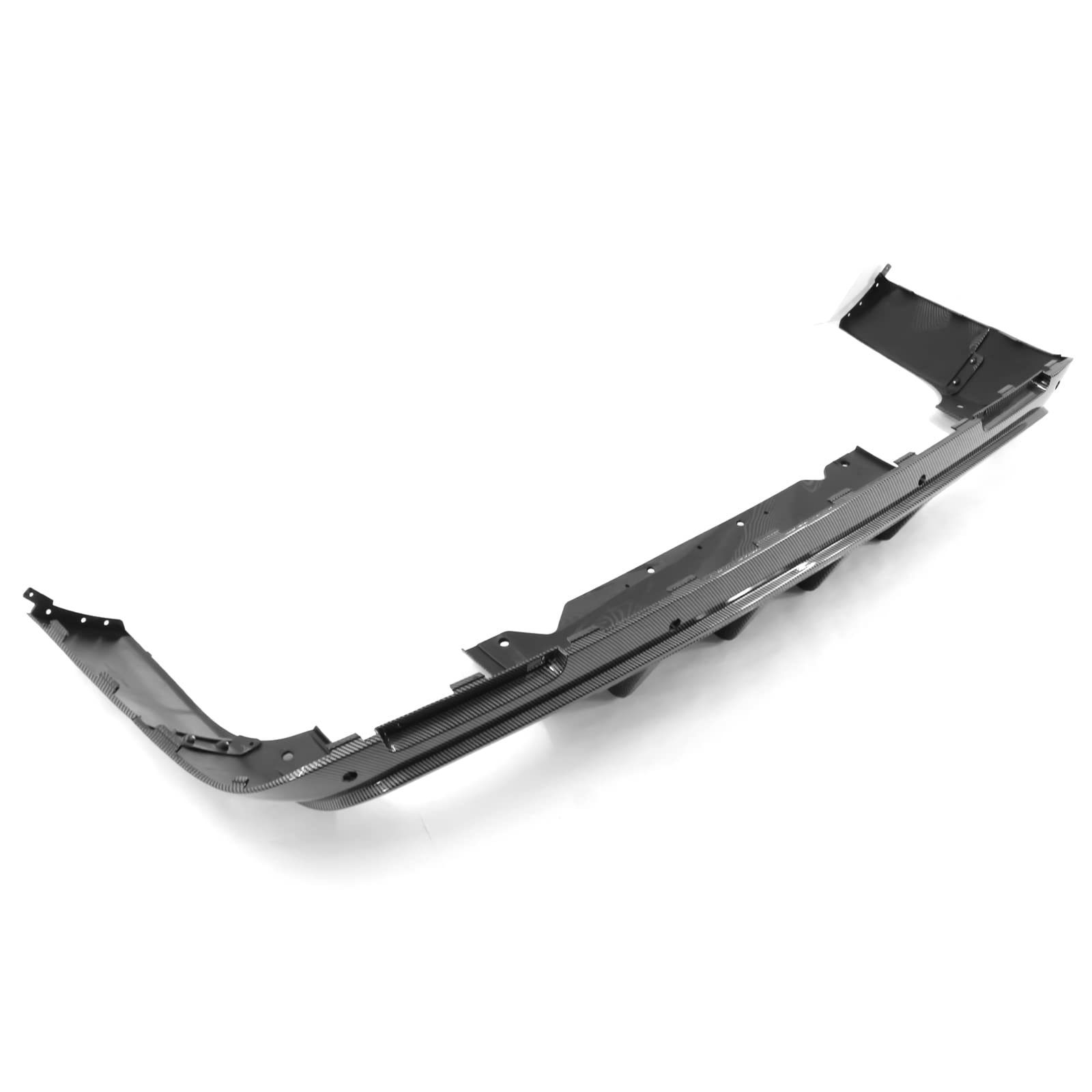 IKON MOTORSPORTS V3 Style Rear Diffuser for 2015-2023 Dodge Challenger - Carbon Fiber Print PP Bumper Lip Spoiler with Shark Fins | Aggressive Styling Upgrade for Street Racing & Car Shows
