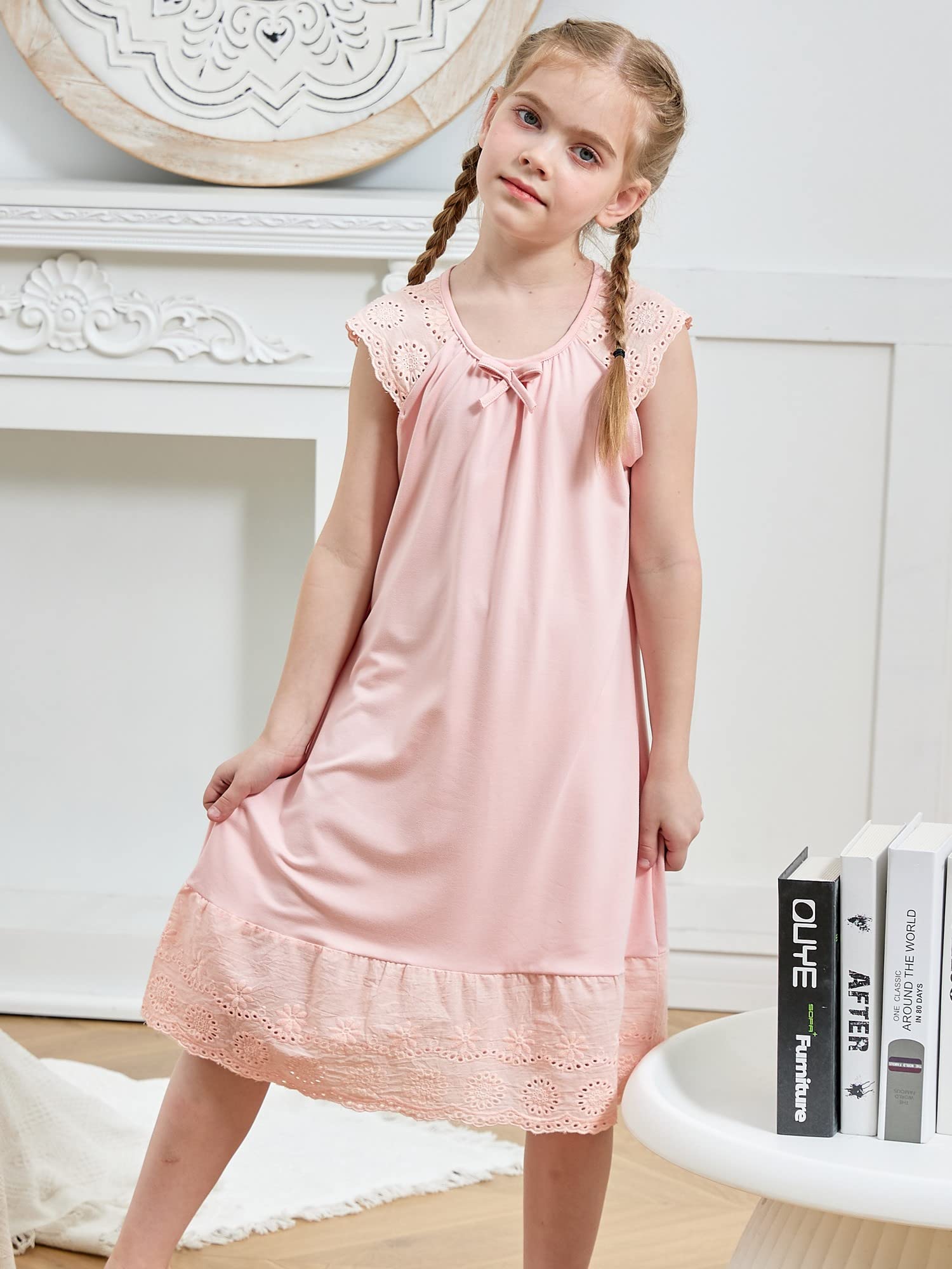 Cute Princess Nightgowns for Girls 5-12 Years - Flutter Sleeve Sleepwear Pajama Dress | Soft & Comfortable Nightie for Bedtime, Sleepovers & Cozy Evenings