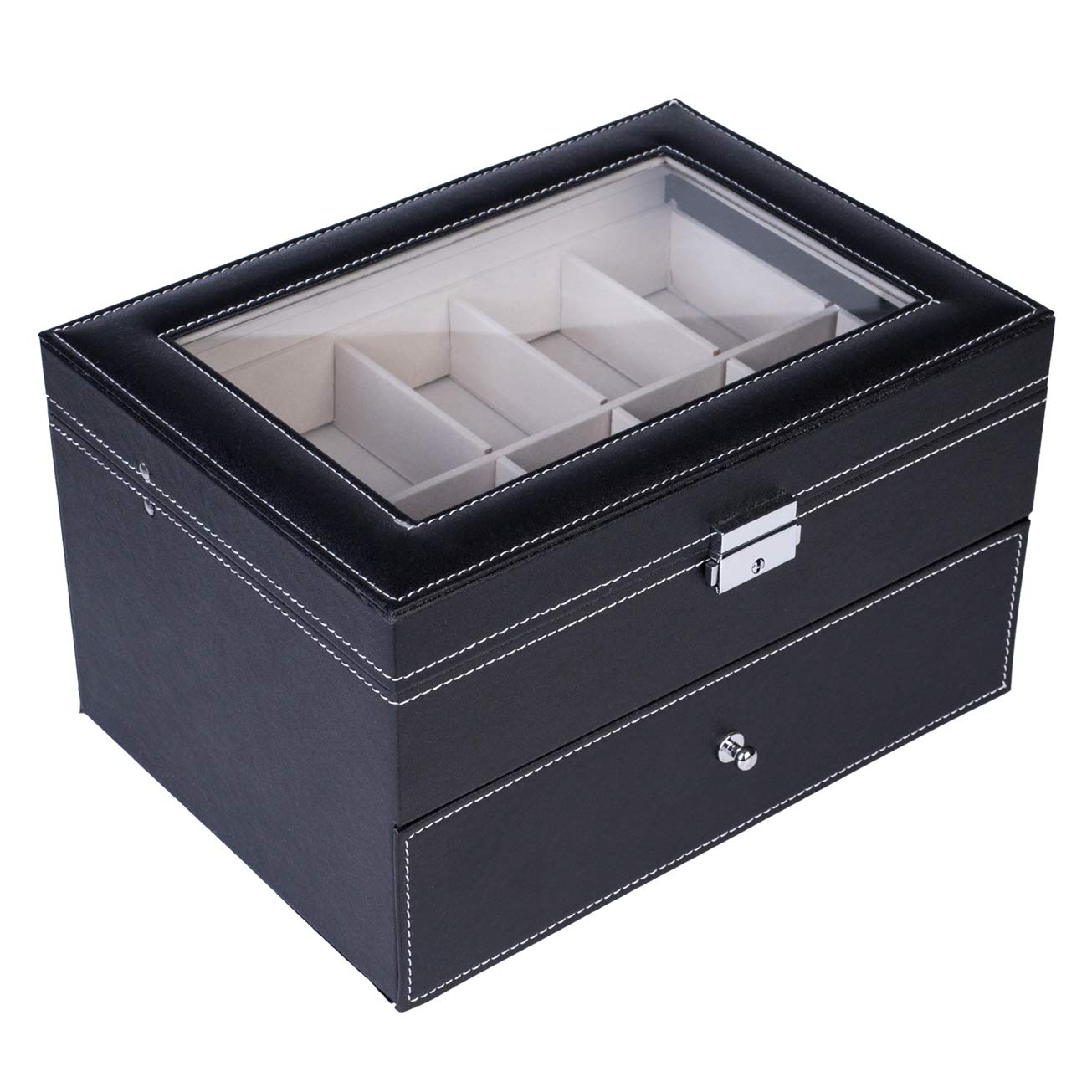 20 Compartments Dual Layer Elegant Wooden Watch Storage Box - Black Stylish Watch Organizer Case for Men & Women | Perfect Gift for Birthday, Anniversary & Special Occasions | Ideal for Watch Collectors & Jewelry Organization