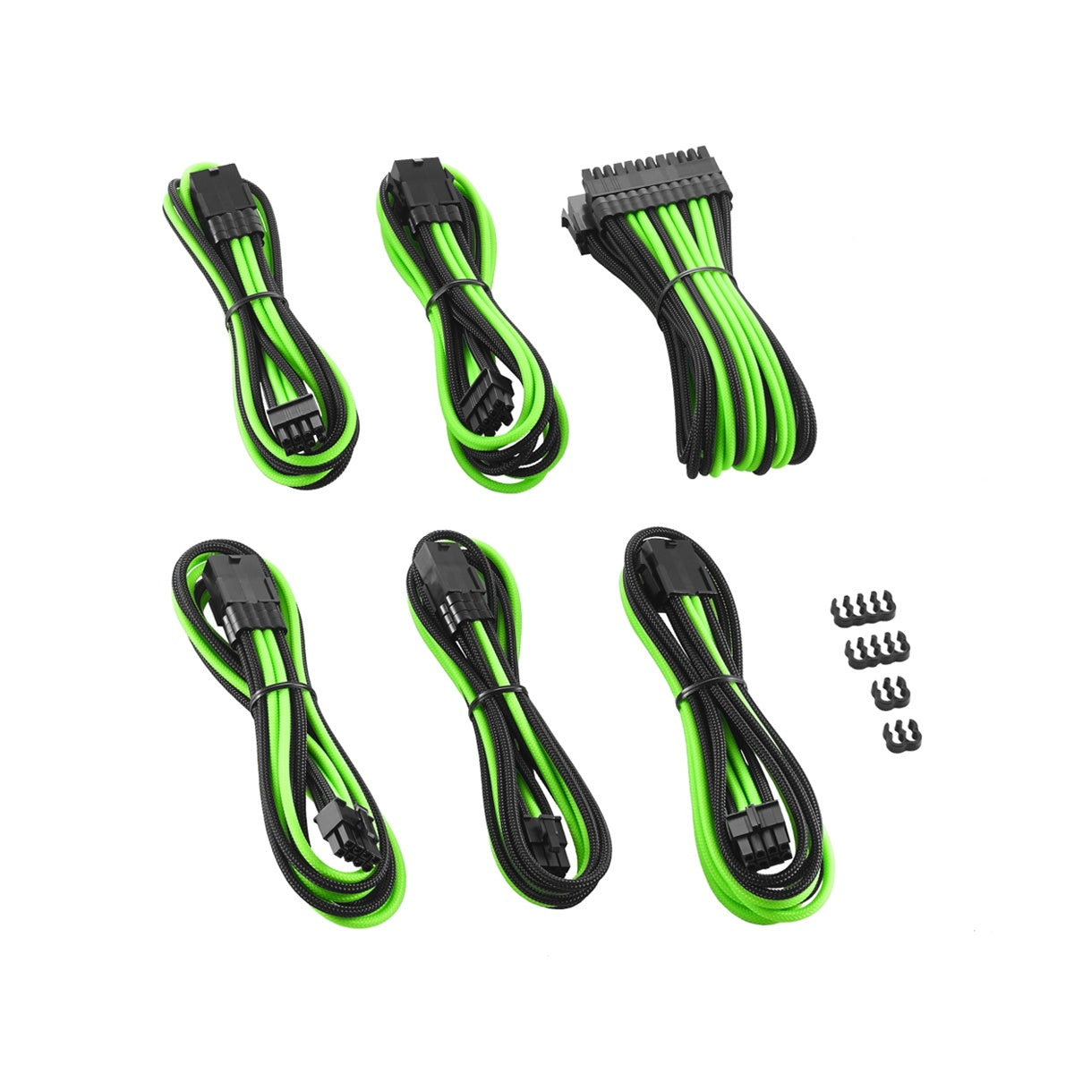 CableMod PRO ModMesh Cable Extension Kit - Premium Sleeved PSU Cables (Black/Light Green) for Custom PC Builds & Gaming Rigs - Perfect for Cable Management in ATX Cases