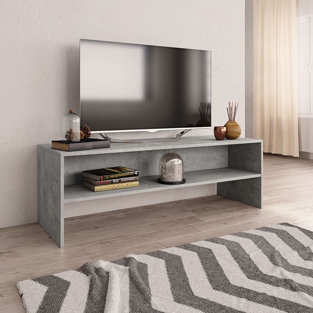Modern Concrete Gray TV Stand with Open Storage - 47.2