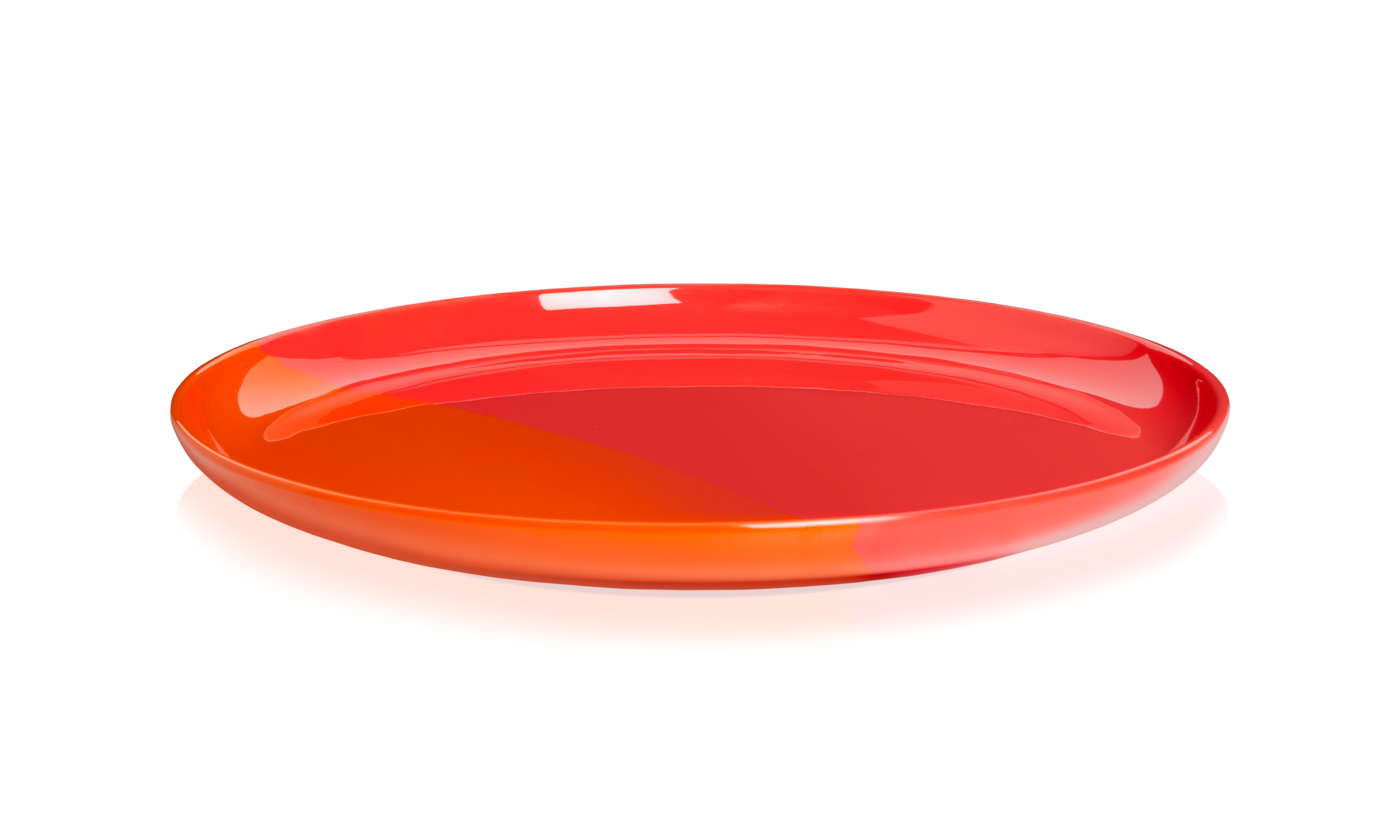 Durable Melamine Dinner Plates Set of 4 - Orange & Red Half & Half Design for Outdoor Picnics, BBQs, and Casual Dining