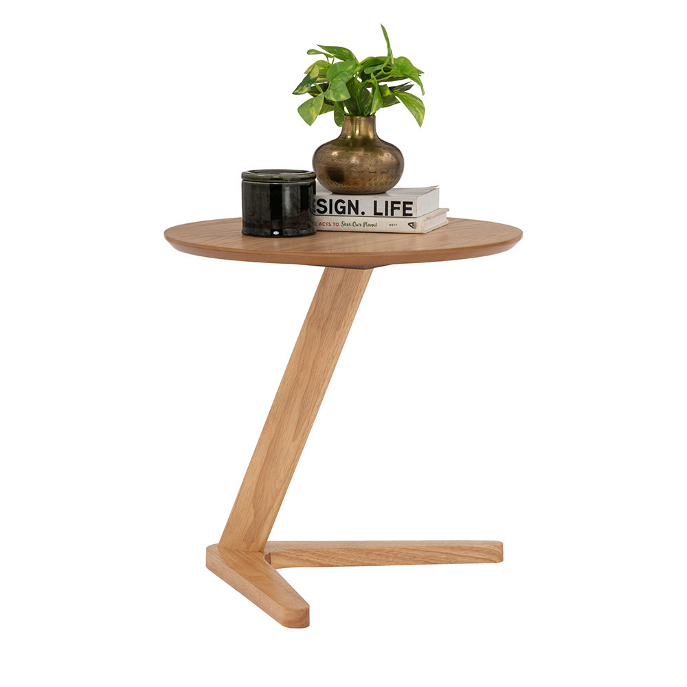 TRIS Modern Oak Side Table - Small End Table for Living Room, Bedroom, or Office - Natural Wood Nightstand with Sturdy Design