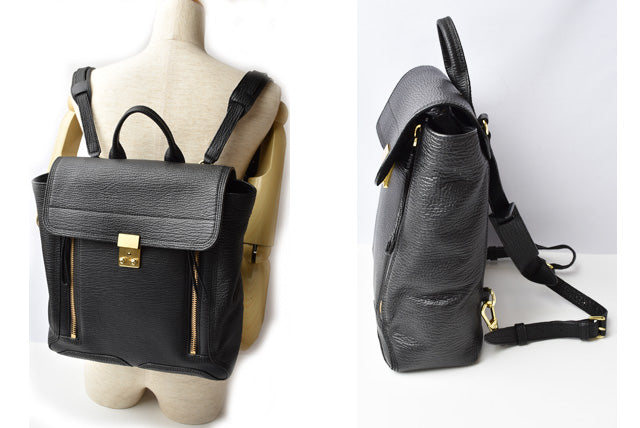 3.1 Phillip Lim Pashli Genuine Leather Backpack for Women - Stylish Black Designer Bag for Work, Travel & Everyday Use