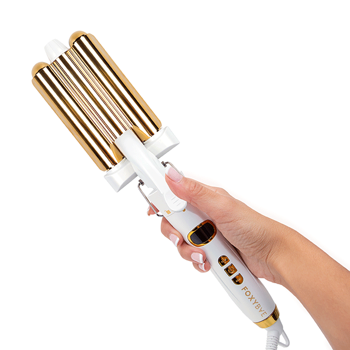 Pearl Gold Titanium 5-in-1 Multi Styler Hair Tool - Curling Iron, Straightener, Waver, Crimper & Blow Dryer for Salon-Quality Styling at Home