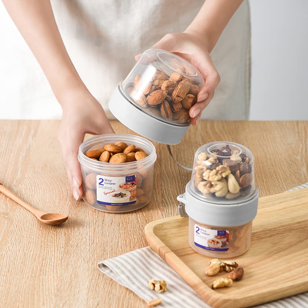 2-Way Airtight Food Storage Container for Salads, Sauces, Fruits & Snacks - 360ml Leakproof Bento Box - Keeps Food Fresh Longer - Microwave & Dishwasher Safe - Perfect for Meal Prep, Lunch Box & Picnics