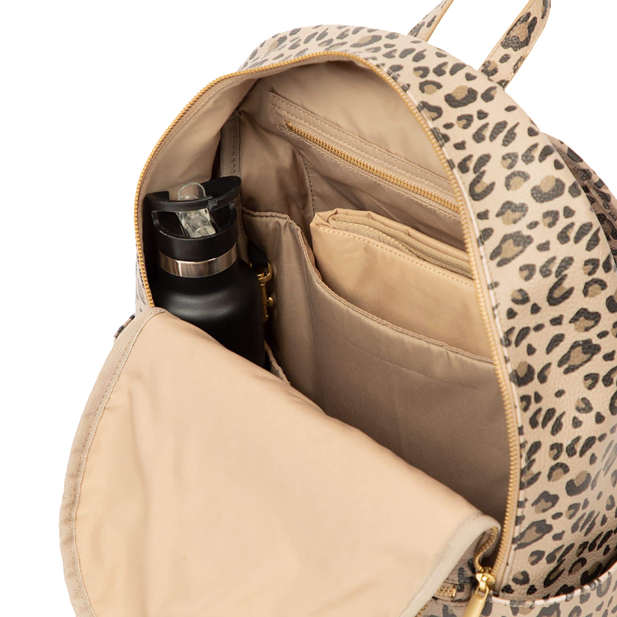 Vegan Leather Diaper Backpack for Women - Waterproof Baby Bag with Changing Pad & 10 Pockets | Perfect for Moms, Travel, Daycare & Everyday Use (Leopard Print)